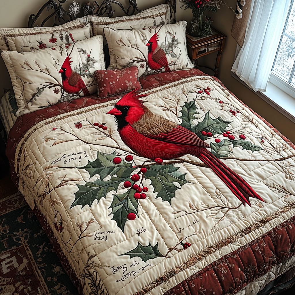 Scarlet Serenity Quilted Bedding Set Gift For Owl Lover Scarlet Serenity Quilted Bedding Set Gift For Owl Lover