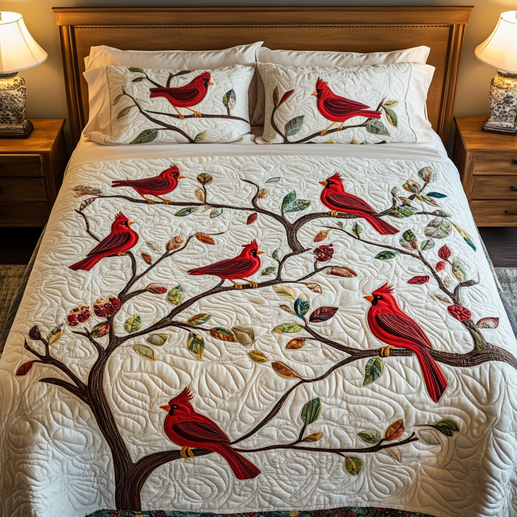 Scarlet Symphony Quilted Bedding Set Best Gifts For Birdwatchers Scarlet Symphony Quilted Bedding Set Best Gifts For Birdwatchers