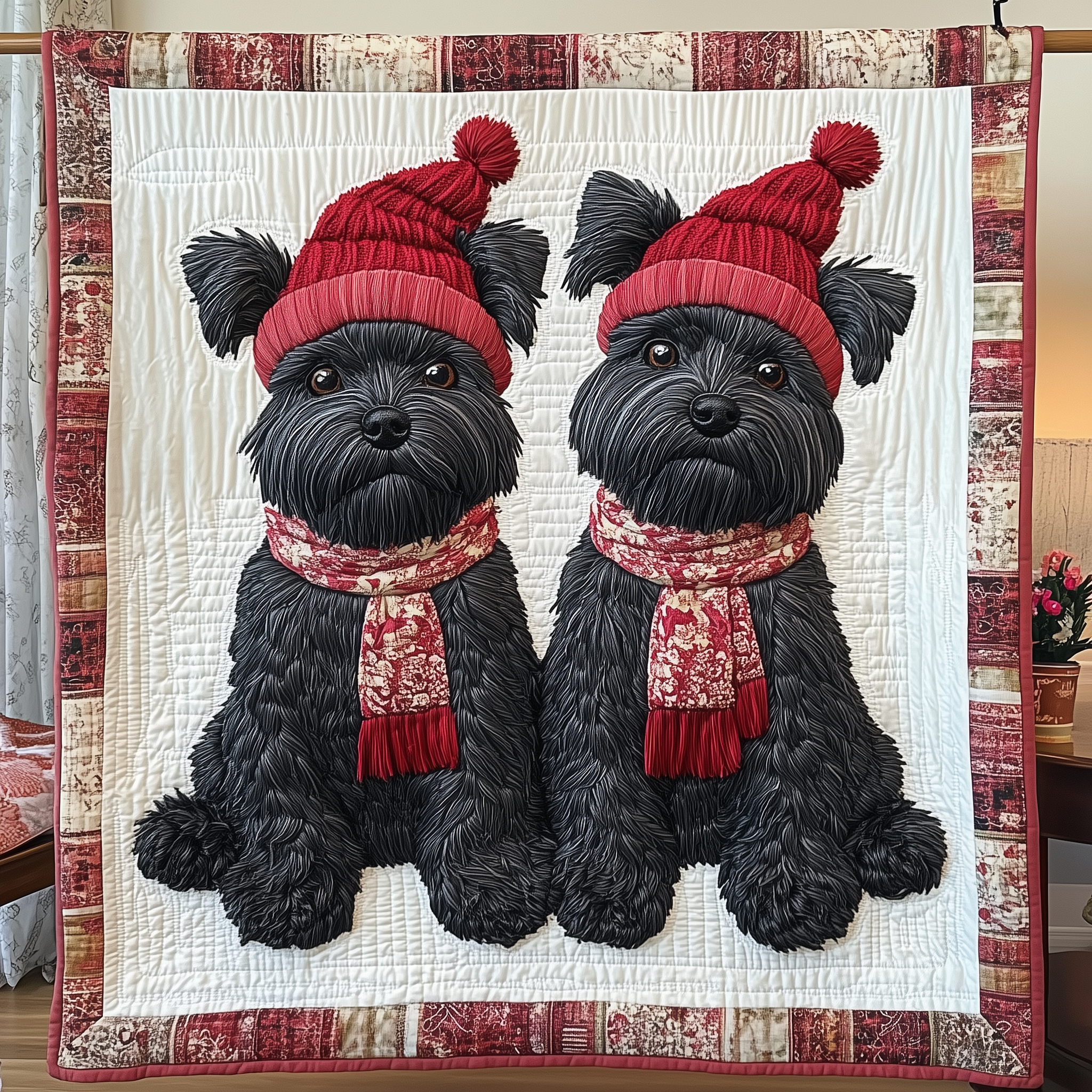 Scottie Dog Quilted Blanket Cute Unique Blanket Item Merch Dog Gifts For Dog Lovers Scottie Dog Quilted Blanket Cute Unique Blanket Item Merch Dog Gifts For Dog Lovers