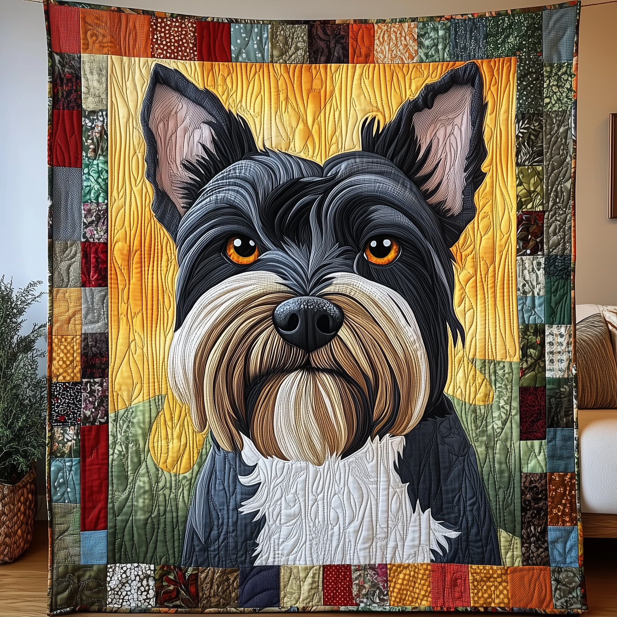 Scottie Dog Quilted Blanket Cute Unique Blanket Item Merch Dog Lover Items Scottie Dog Quilted Blanket Cute Unique Blanket Item Merch Dog Lover Items