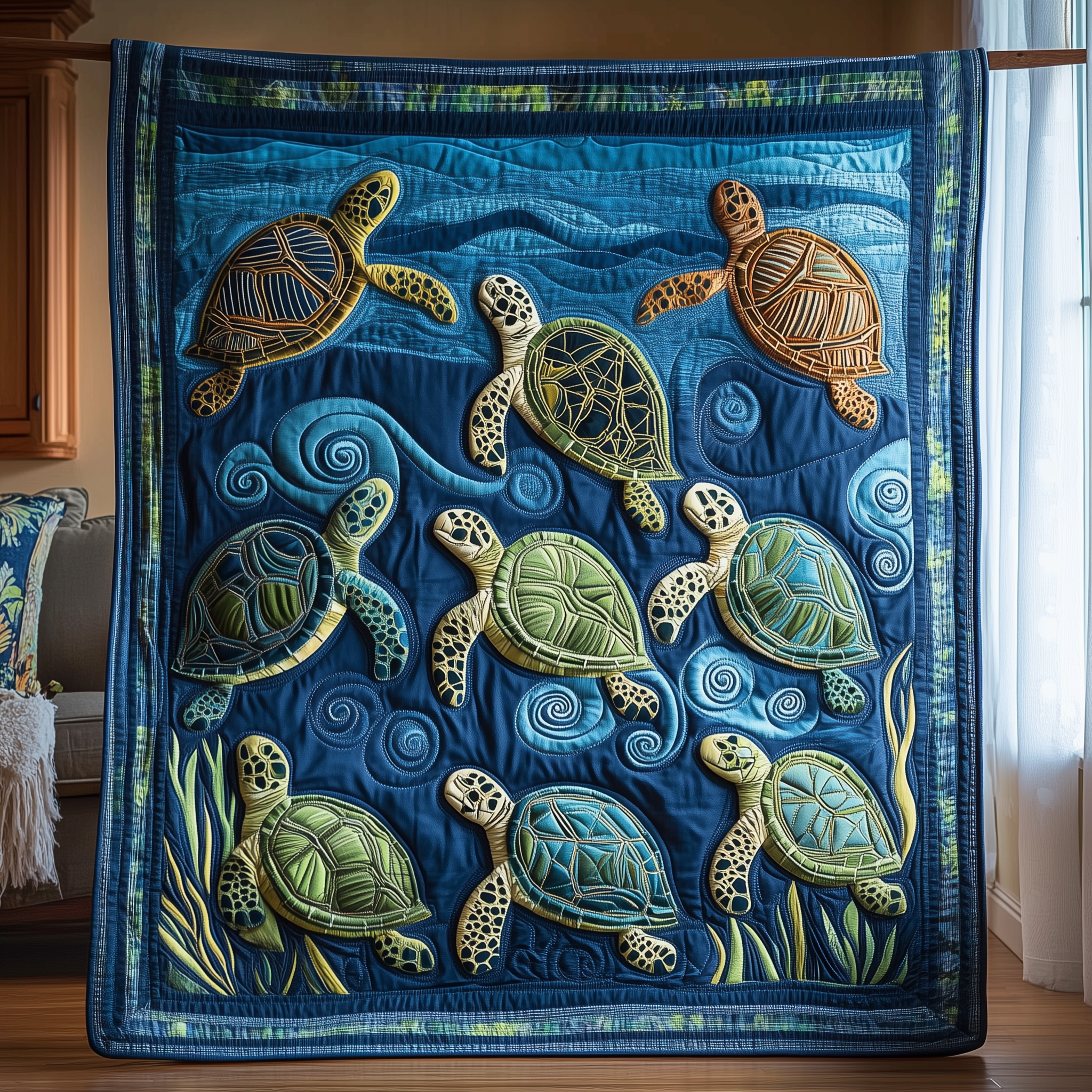 Sea Turtle Wave Quilted Blanket Perfect for All Seasons: A Blanket You'll Always Need Sea Turtle Wave Quilted Blanket Perfect for All Seasons: A Blanket You'll Always Need