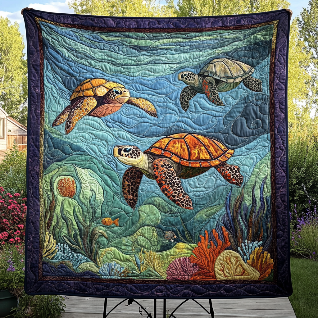 Seaside Glide Quilted Blanket Christmas Presents For Sea Turtle Lovers Seaside Glide Quilted Blanket Christmas Presents For Sea Turtle Lovers