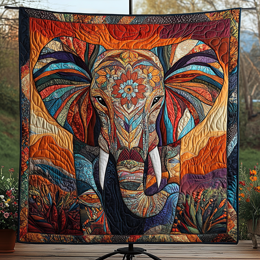 Serene Safari Quilted Blanket Gift For Elephant Lover Serene Safari Quilted Blanket Gift For Elephant Lover