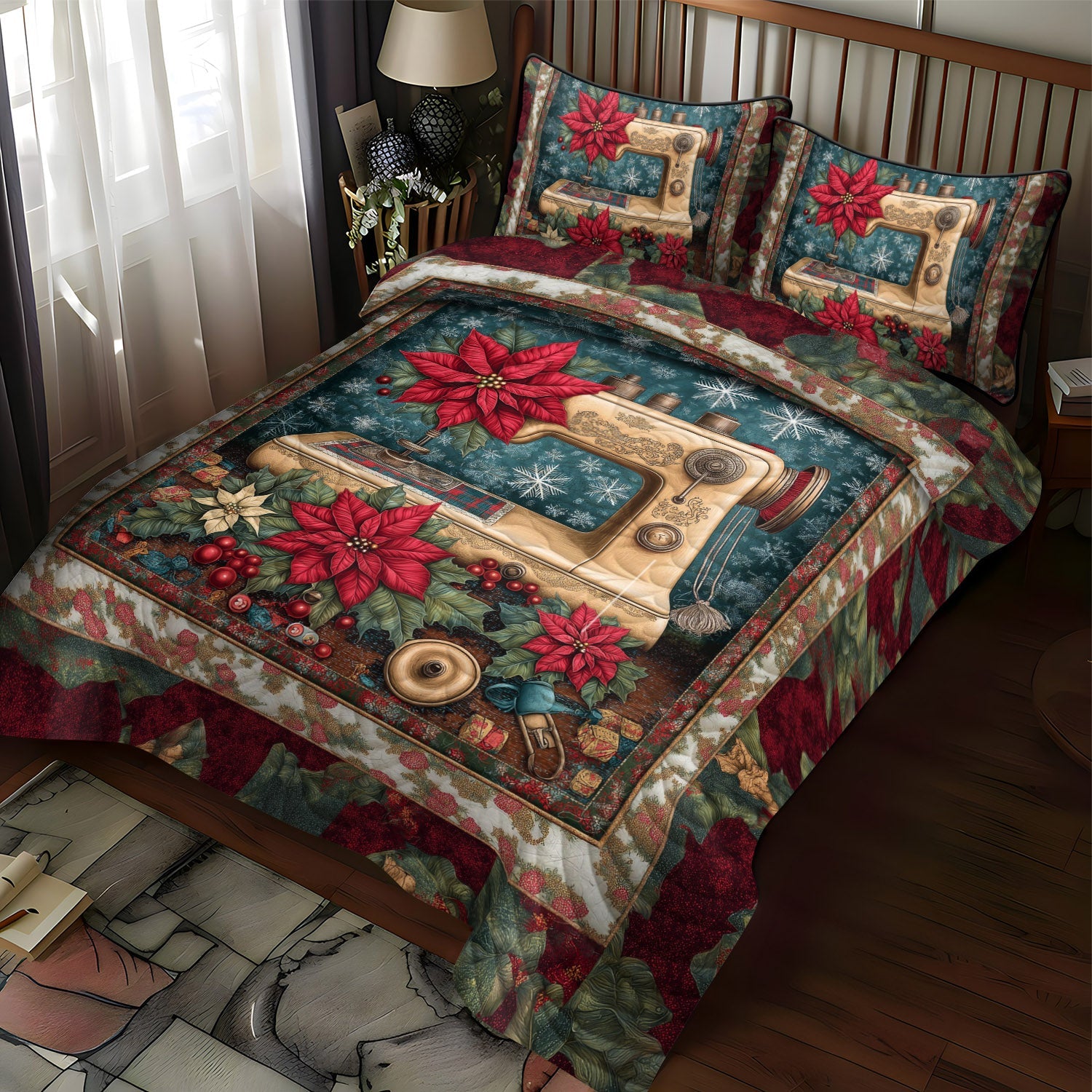 Sewing Holiday Bliss Quilted Bedding Set Gifts For Sewing Lovers Sewing Holiday Bliss Quilted Bedding Set Gifts For Sewing Lovers