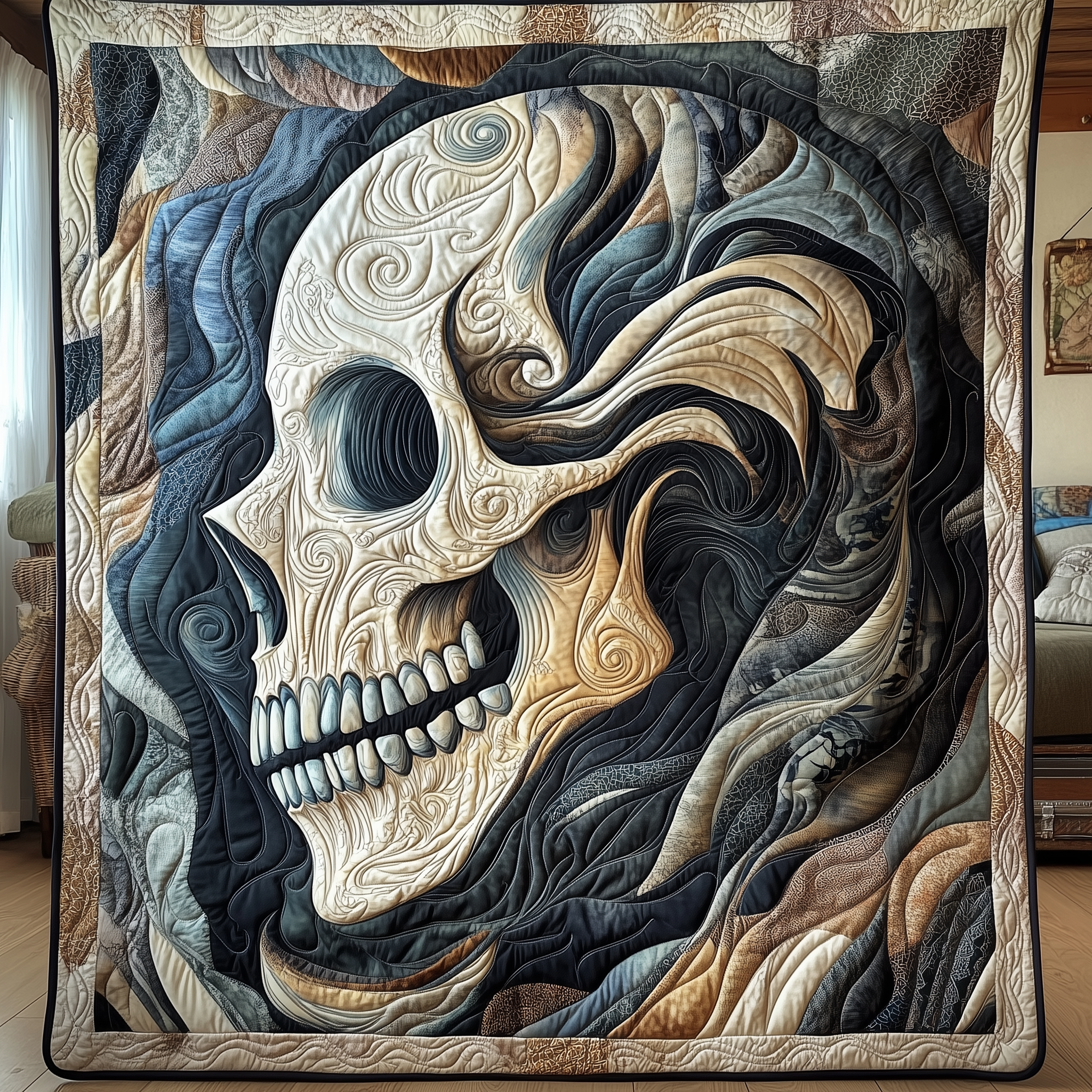Shadows of the Underworld Quilted Blanket Throw Blankets For Couch Gifts For Skull Lovers Shadows of the Underworld Quilted Blanket Throw Blankets For Couch Gifts For Skull Lovers