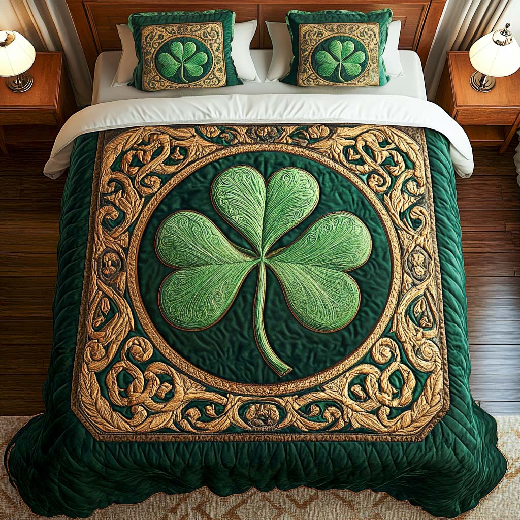 Shamrock Dreams Quilted Bedding Set Xmas Gifts For Family Shamrock Dreams Quilted Bedding Set Xmas Gifts For Family