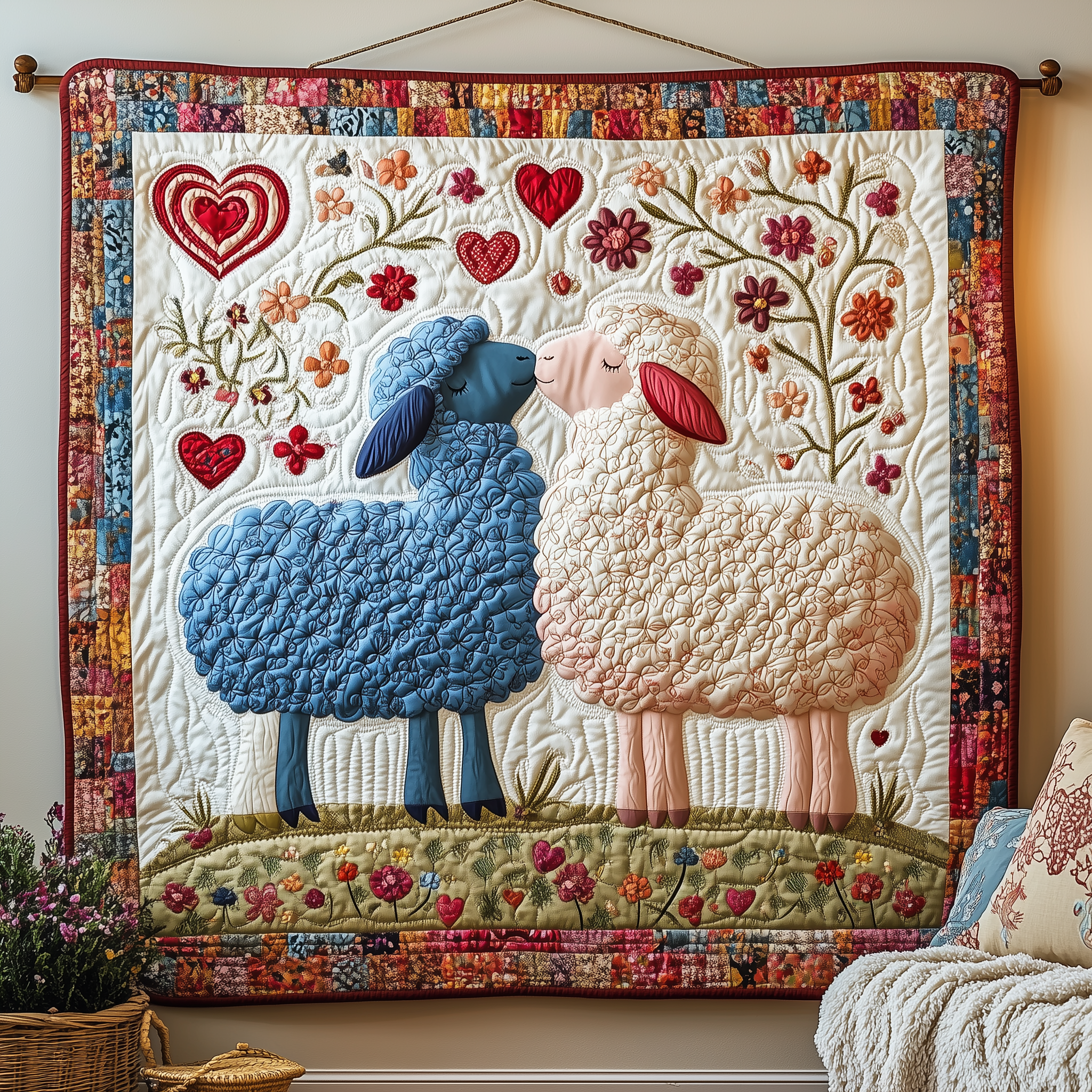 Sheepish Romance Quilted Blanket Best Throw Blanket Cute Sheep Themed Gifts For Him Her Sheepish Romance Quilted Blanket Best Throw Blanket Cute Sheep Themed Gifts For Him Her