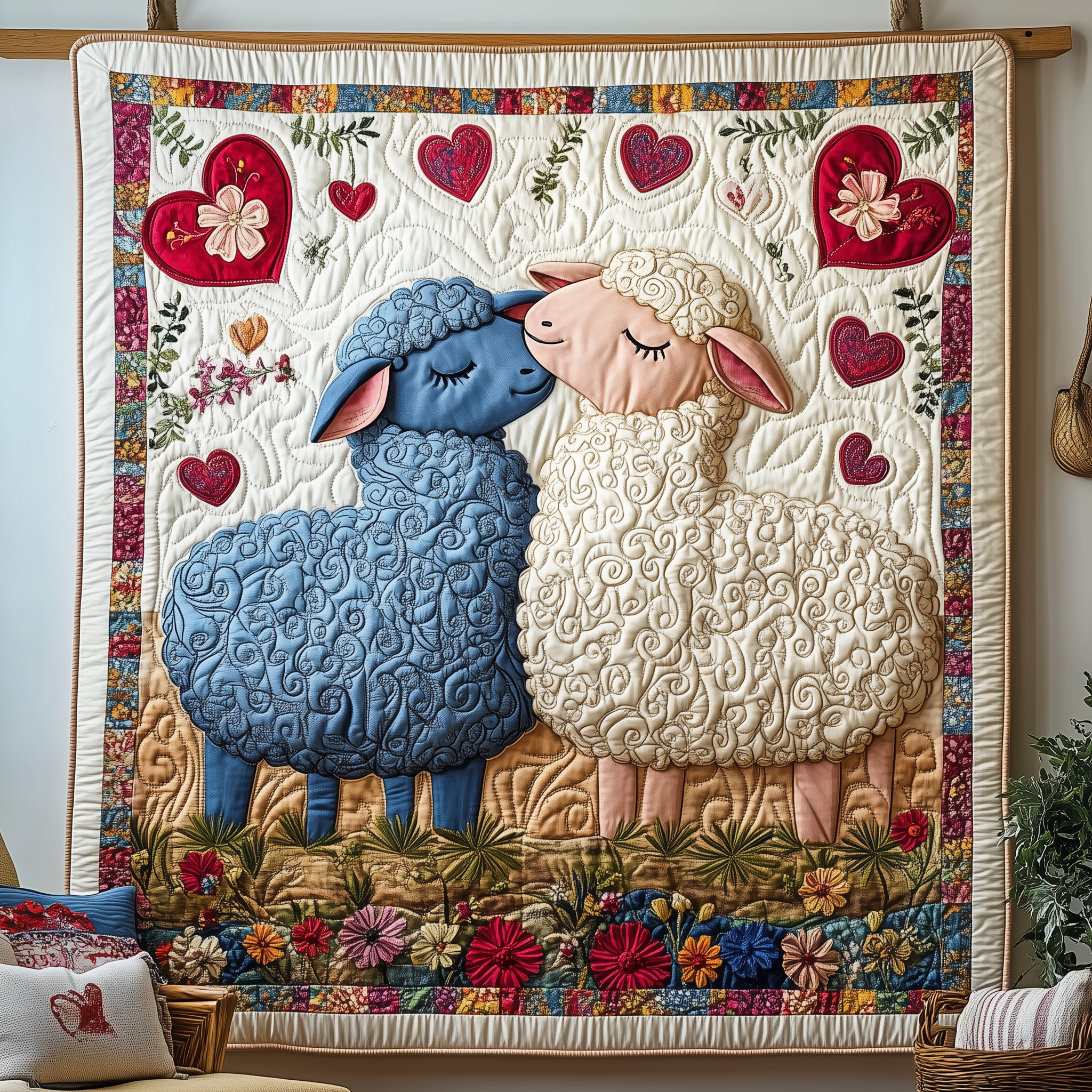Sheepish Romance Quilted Blanket Best Throw Blanket Sheep Novelty Gifts Sheepish Romance Quilted Blanket Best Throw Blanket Sheep Novelty Gifts