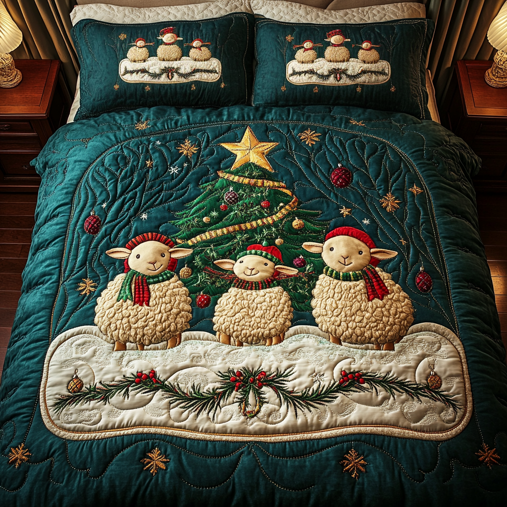 Sheepishly Festive Quilted Bedding Set Sheep Themed Gifts Sheepishly Festive Quilted Bedding Set Sheep Themed Gifts