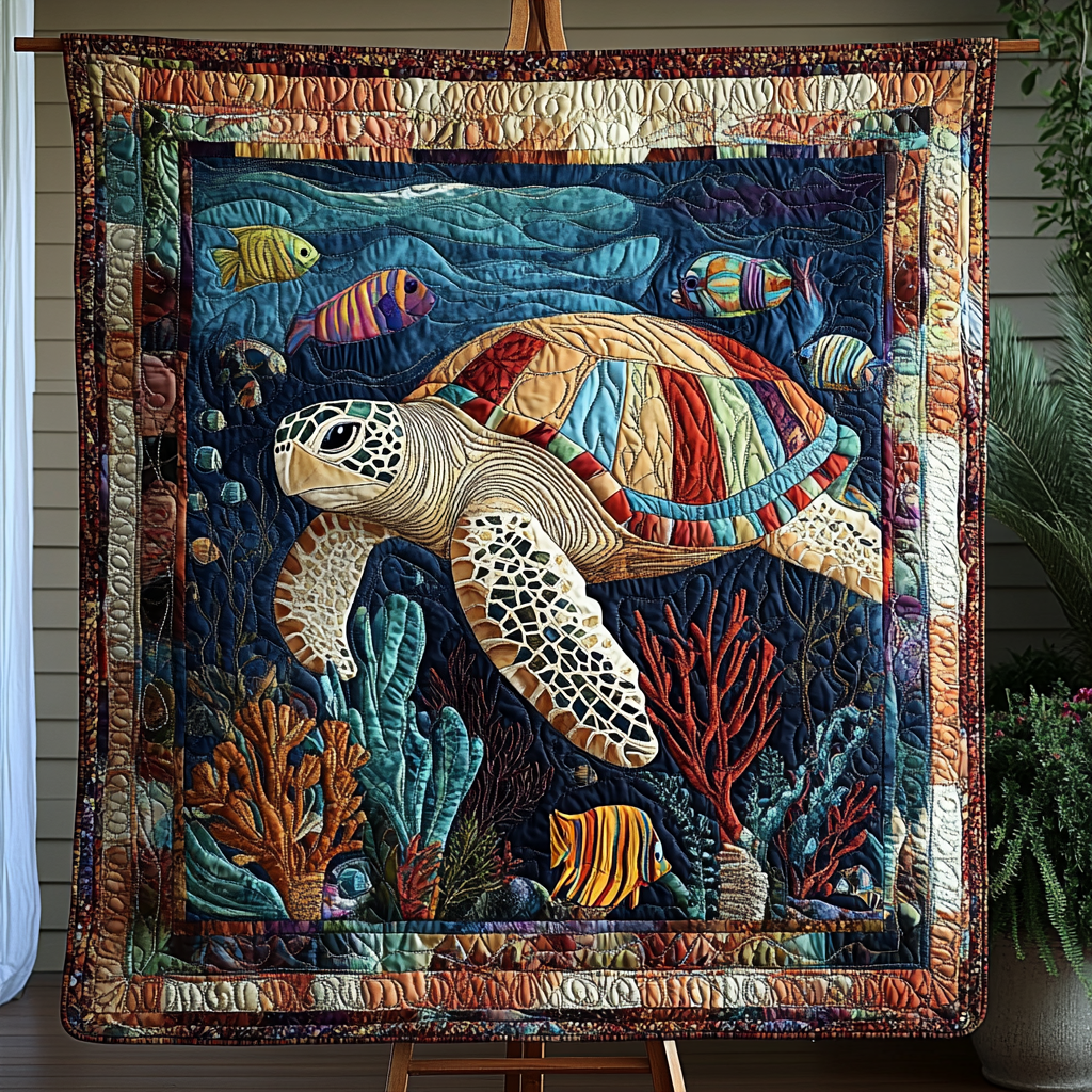 Shell Serenity Quilted Blanket Sea Turtle Gifts For Her Shell Serenity Quilted Blanket Sea Turtle Gifts For Her