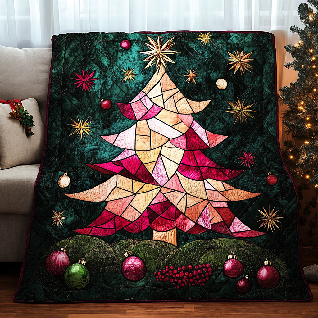Shimmering Christmas Tree Quilted Blanket Christian Gift Idea Shimmering Christmas Tree Quilted Blanket Christian Gift Idea