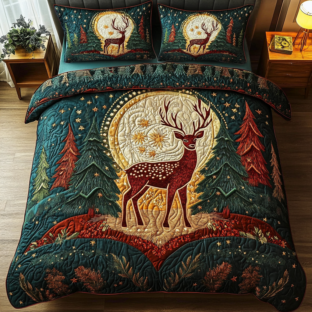 Silent Stag Quilted Bedding Set Christmas Gifts For Deer Hunters Silent Stag Quilted Bedding Set Christmas Gifts For Deer Hunters
