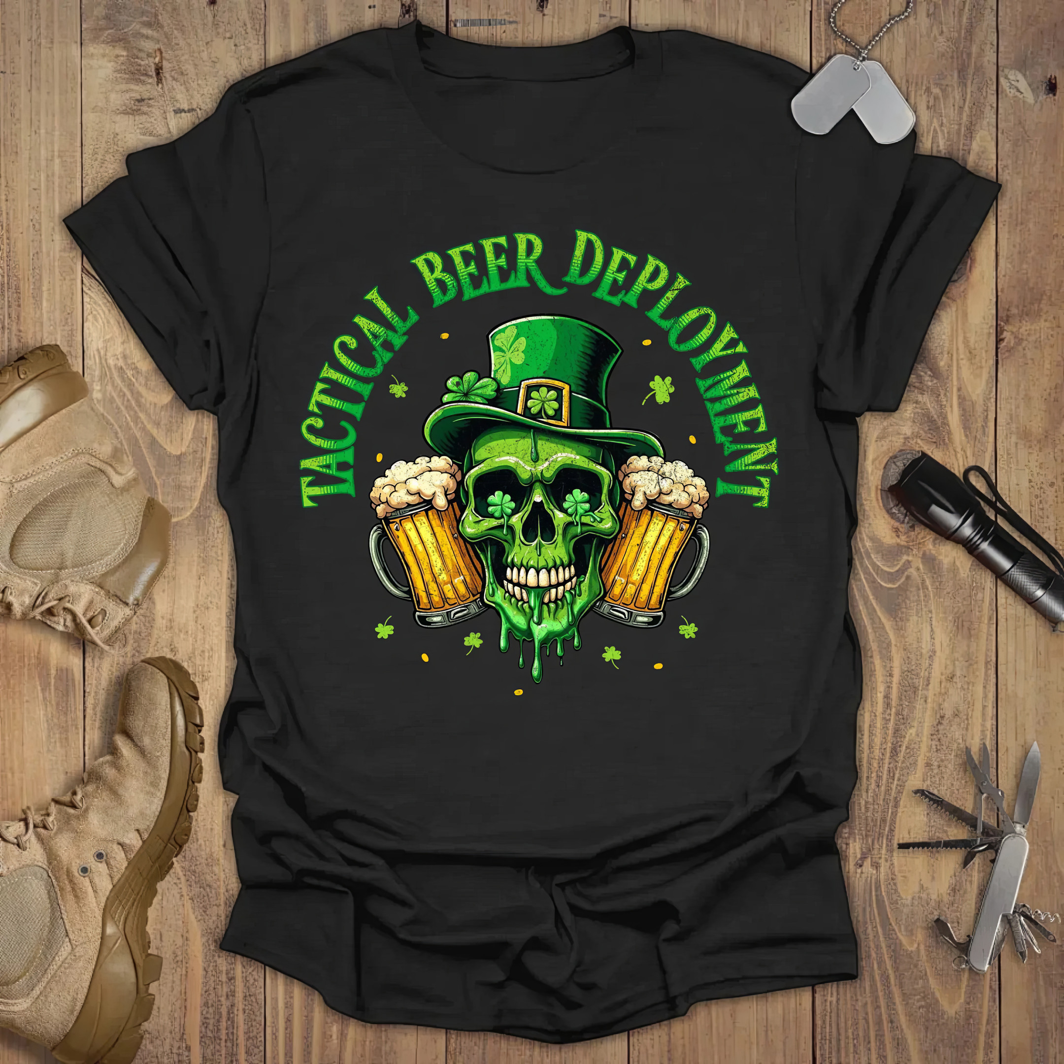 Skull And Beer Tactical Beer Deployment T-shirt St Patrick's Day Shirts Skull And Beer Tactical Beer Deployment T-shirt St Patrick's Day Shirts