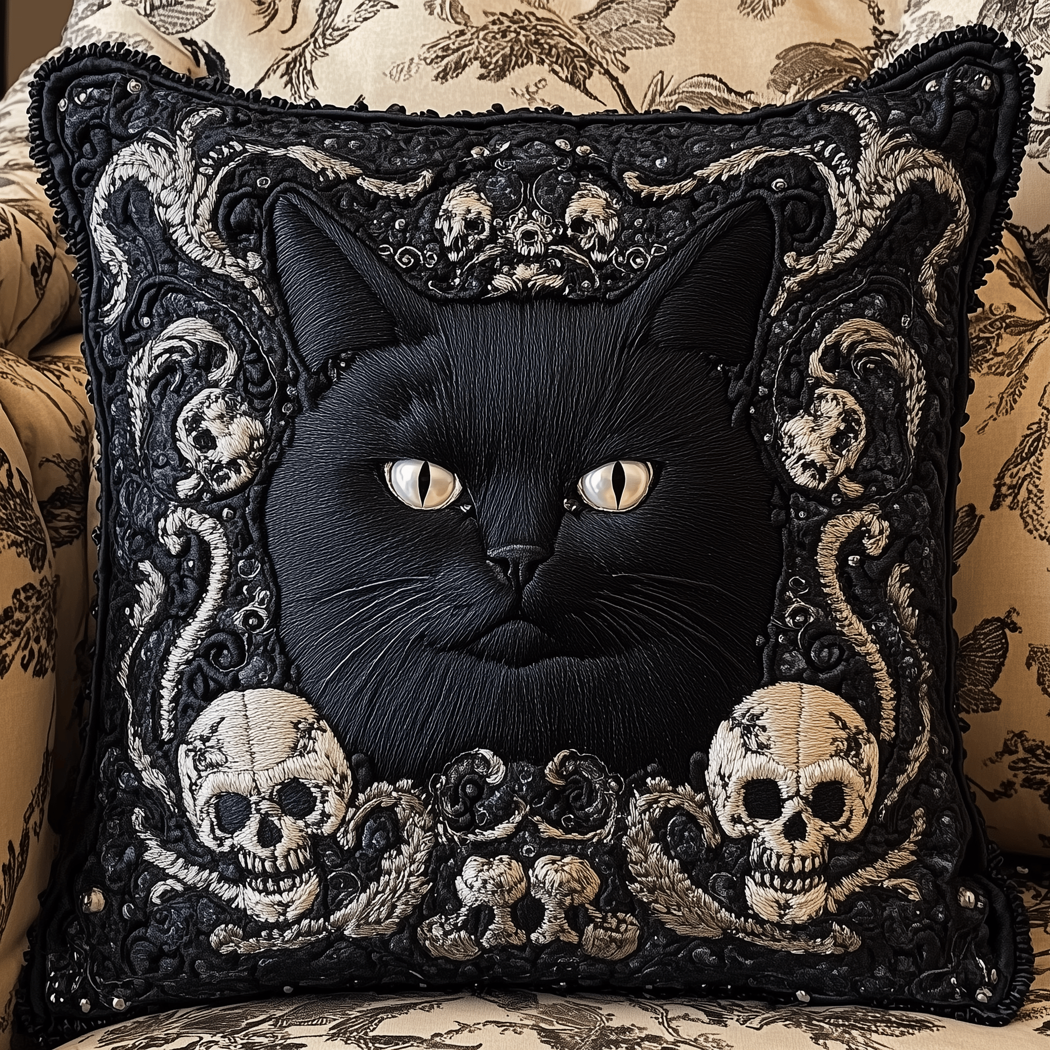 Skull And Black Cat Quilted Pillow Case Feel the Comfort of Perfect Pillow Cases Skull And Black Cat Quilted Pillow Case Feel the Comfort of Perfect Pillow Cases