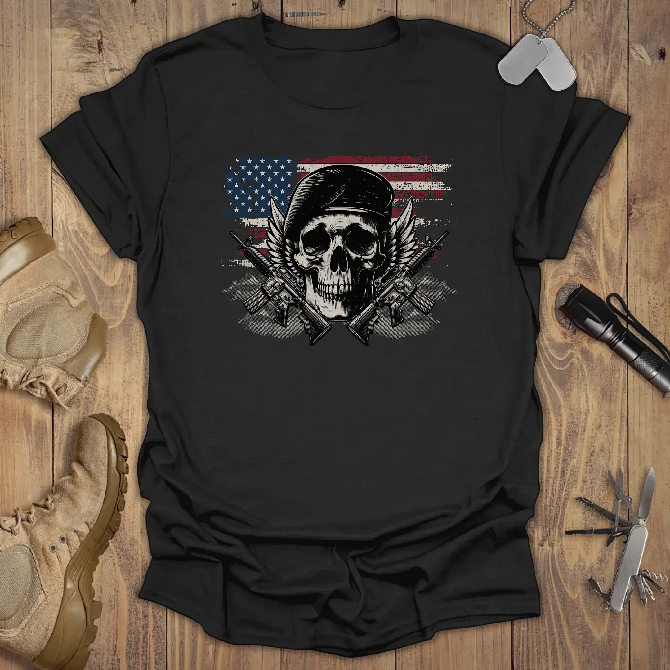 Skull And Gun Green Beret T-Shirt Patriotic Tees Thoughtful Mother's Day Gifts Skull And Gun Green Beret T-Shirt Patriotic Tees Thoughtful Mother's Day Gifts