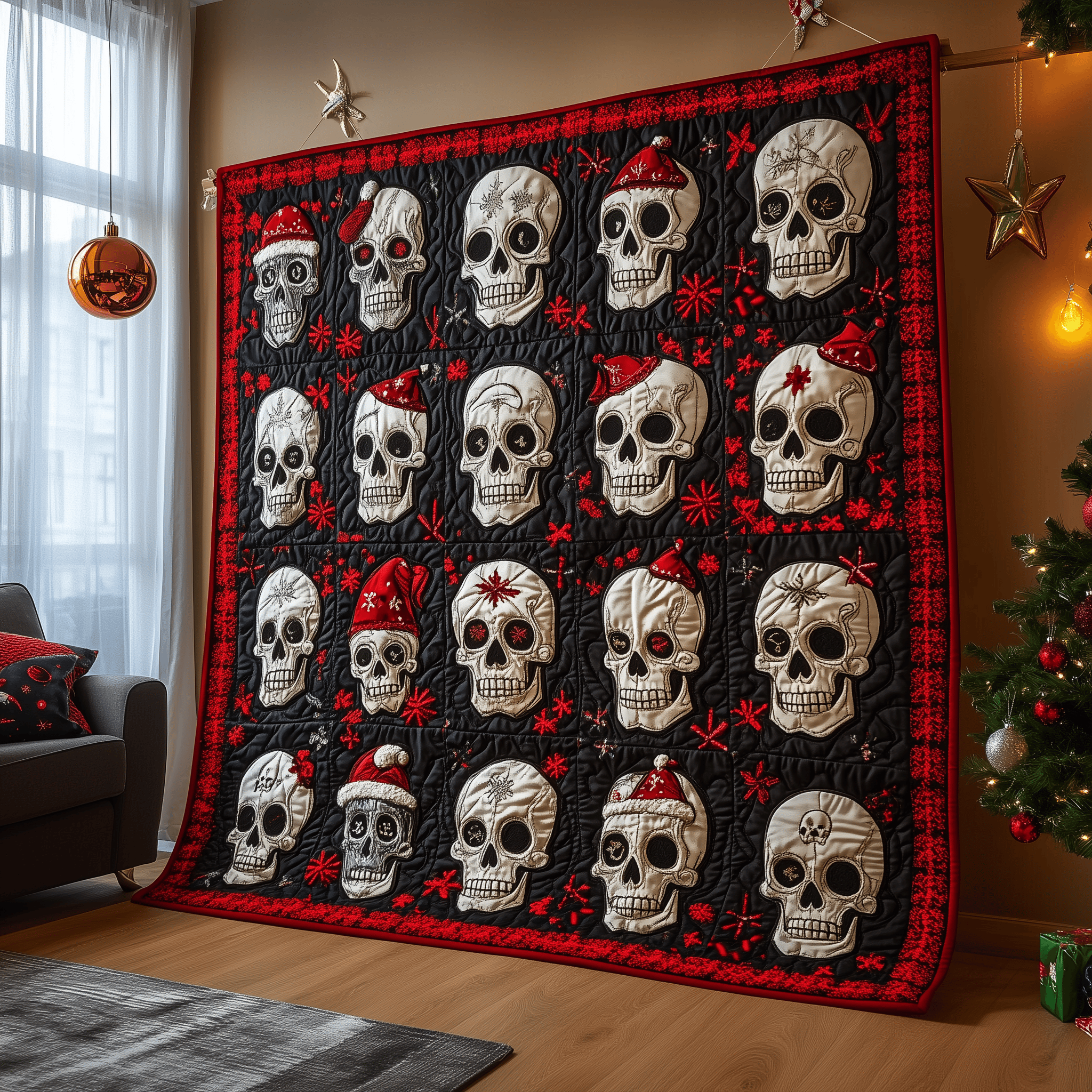 Skull Concept Quilted Blanket Feel the Elegance of a Blanket That's Truly Yours Skull Concept Quilted Blanket Feel the Elegance of a Blanket That's Truly Yours