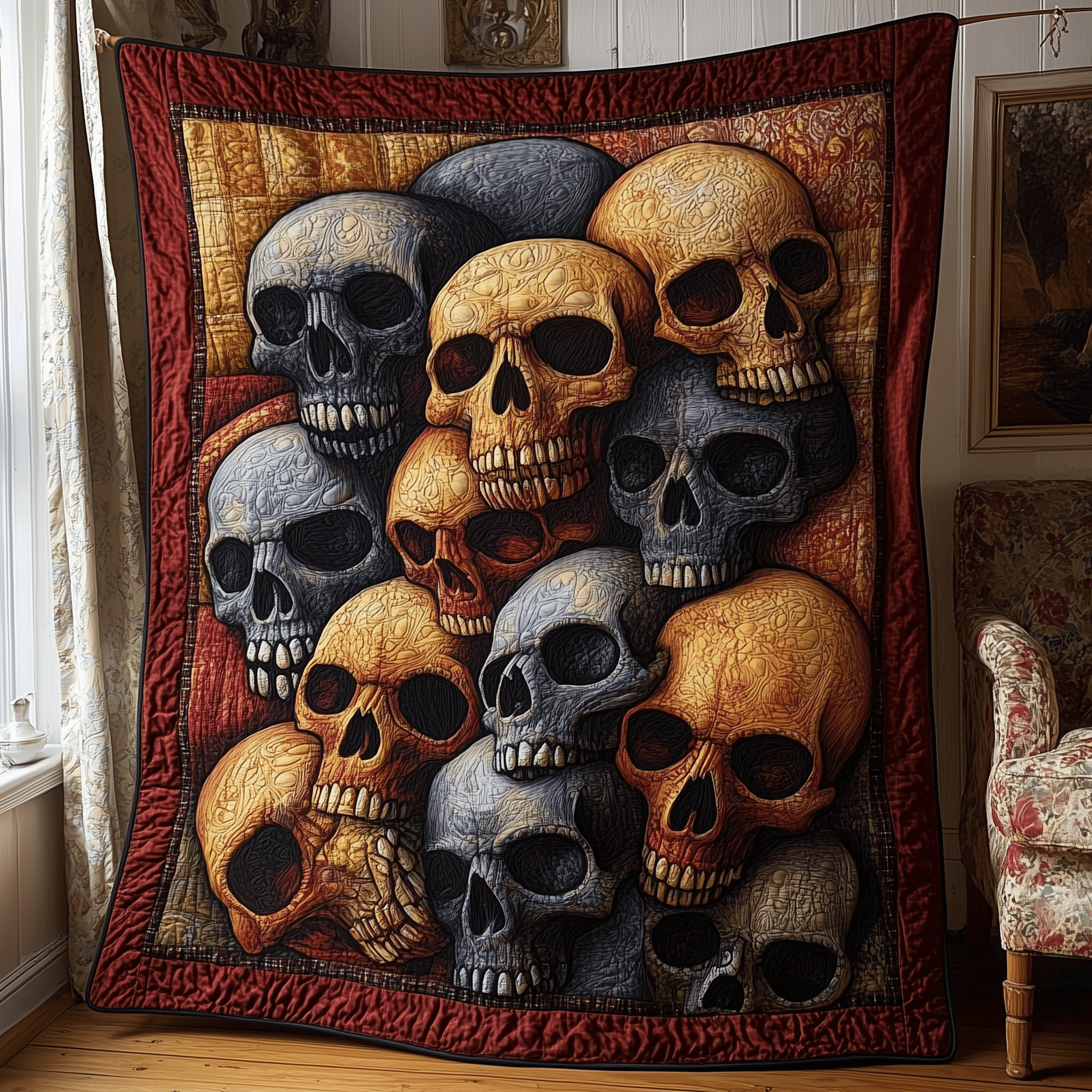 Skull Concept Quilted Blanket From Sofa to Bed, a Blanket That Does It All Skull Concept Quilted Blanket From Sofa to Bed, a Blanket That Does It All