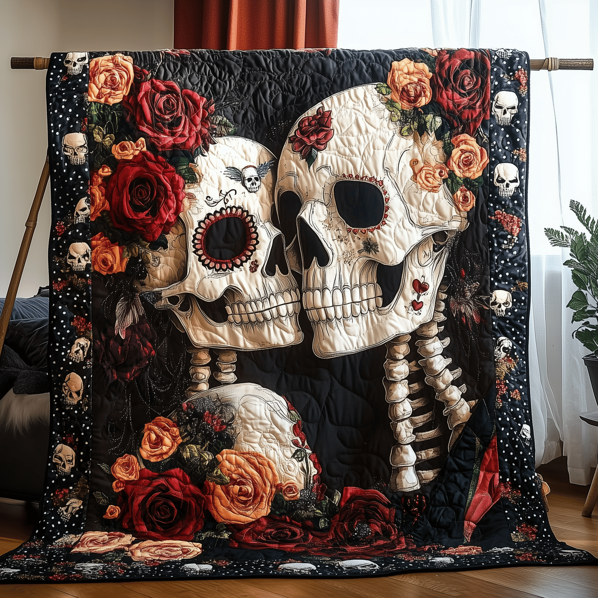 Skull Couple Quilted Blanket Feel Closer to Your Loved Ones with a Shared Blanket Skull Couple Quilted Blanket Feel Closer to Your Loved Ones with a Shared Blanket