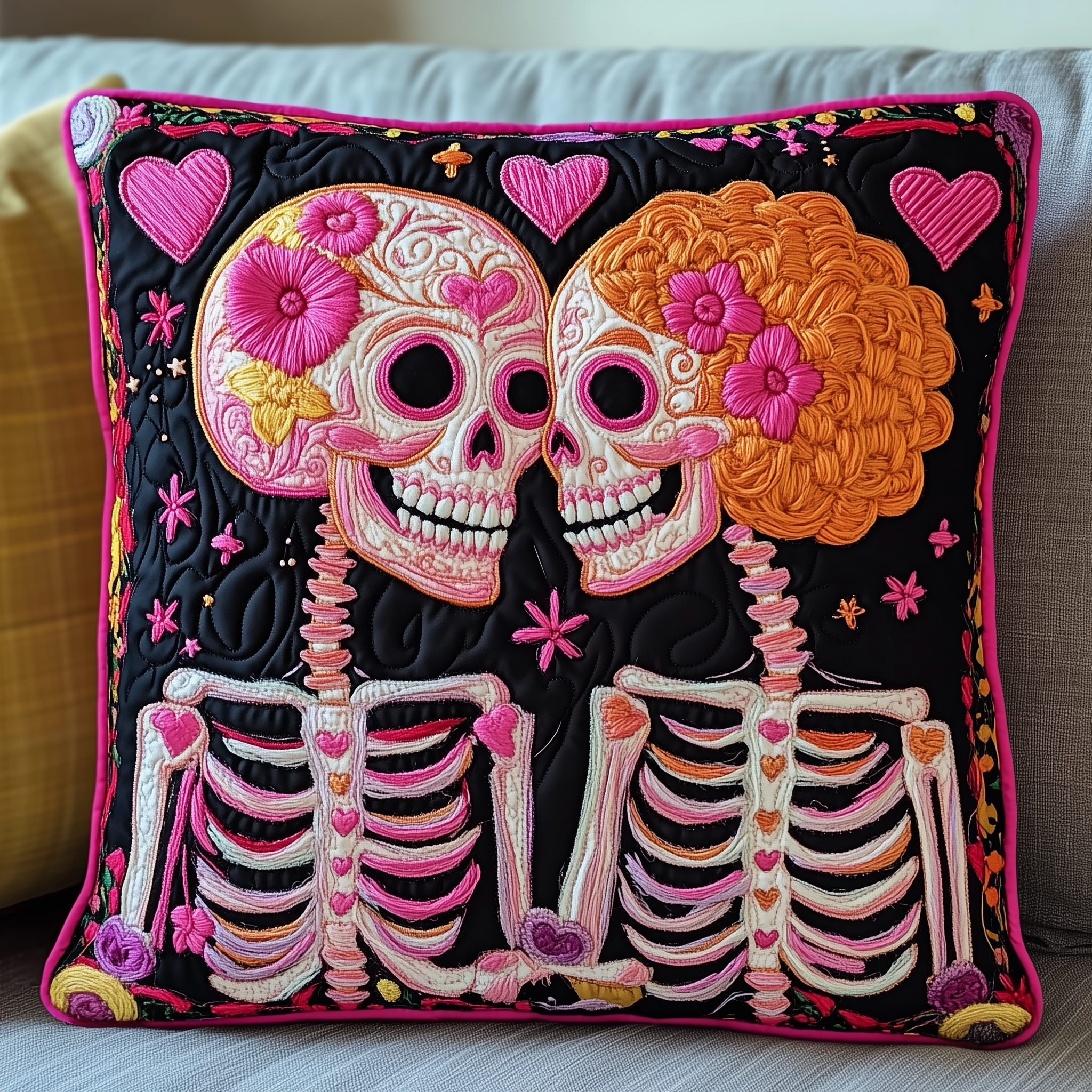 Skull Couple Quilted Pillow Case Experience the Ultimate Comfort with Exclusive Pillow Cases Skull Couple Quilted Pillow Case Experience the Ultimate Comfort with Exclusive Pillow Cases