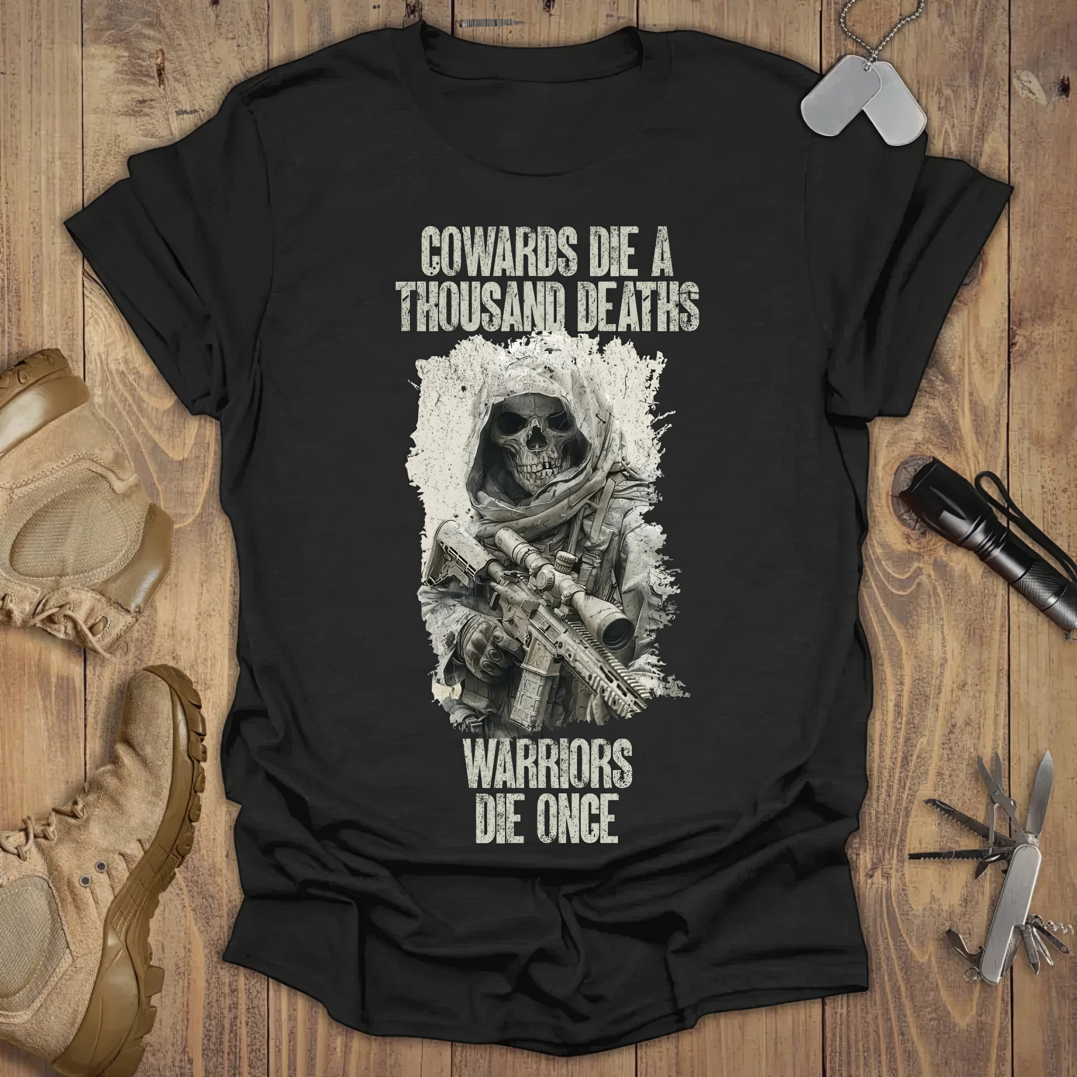 Skull Cowards Die A Thousand Deaths Warriors Die Once T-Shirt Veterans Day Gifts Skull Cowards Die A Thousand Deaths Warriors Die Once T-Shirt Veterans Day Gifts
