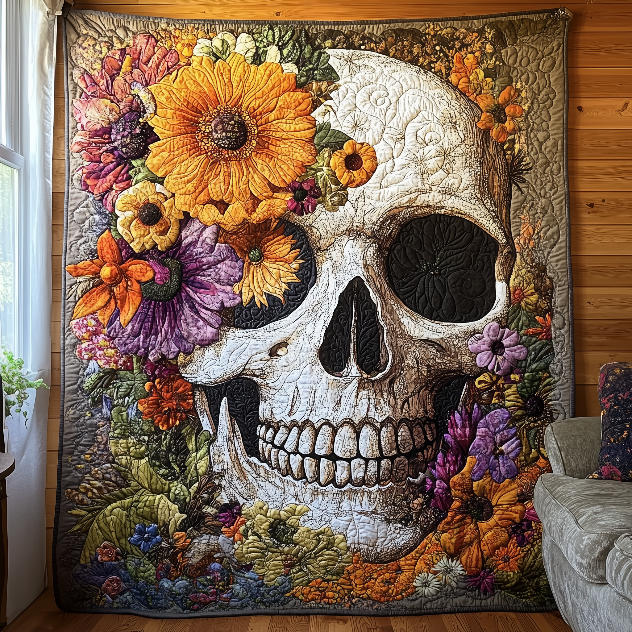 Skull Floral Quilted Blanket Enjoy Every Moment with a Blanket That Works Anywhere Skull Floral Quilted Blanket Enjoy Every Moment with a Blanket That Works Anywhere