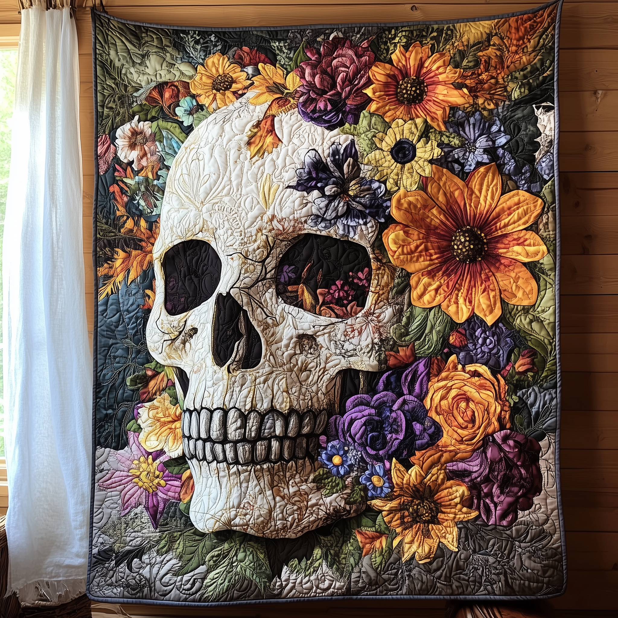 Skull Floral Quilted Blanket Feel the Luxury of a Blanket That Stands Out Skull Floral Quilted Blanket Feel the Luxury of a Blanket That Stands Out