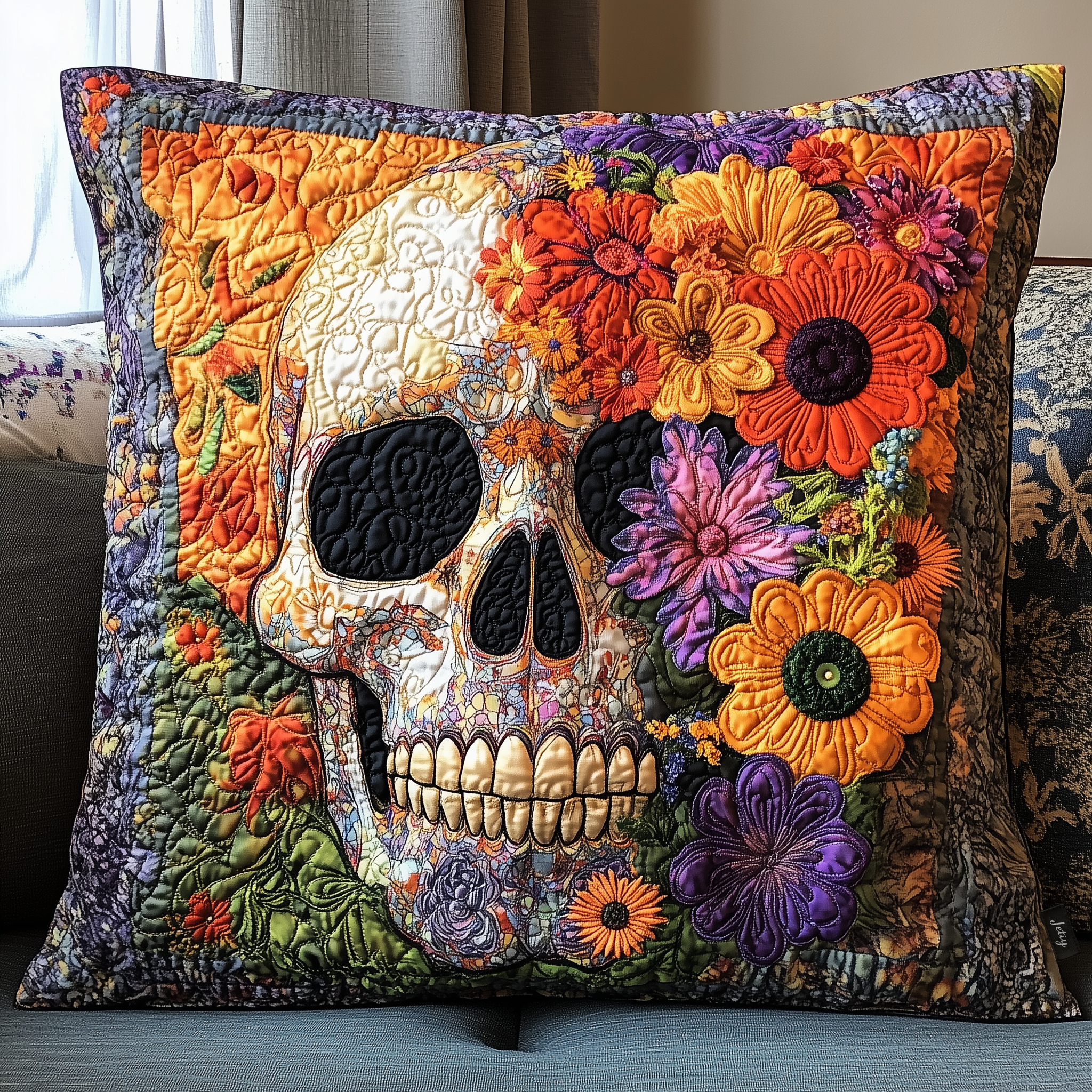 Skull Floral Quilted Pillow Case Bring Joy to Your Bedroom with HolidayThemed Pillow Cases Skull Floral Quilted Pillow Case Bring Joy to Your Bedroom with HolidayThemed Pillow Cases