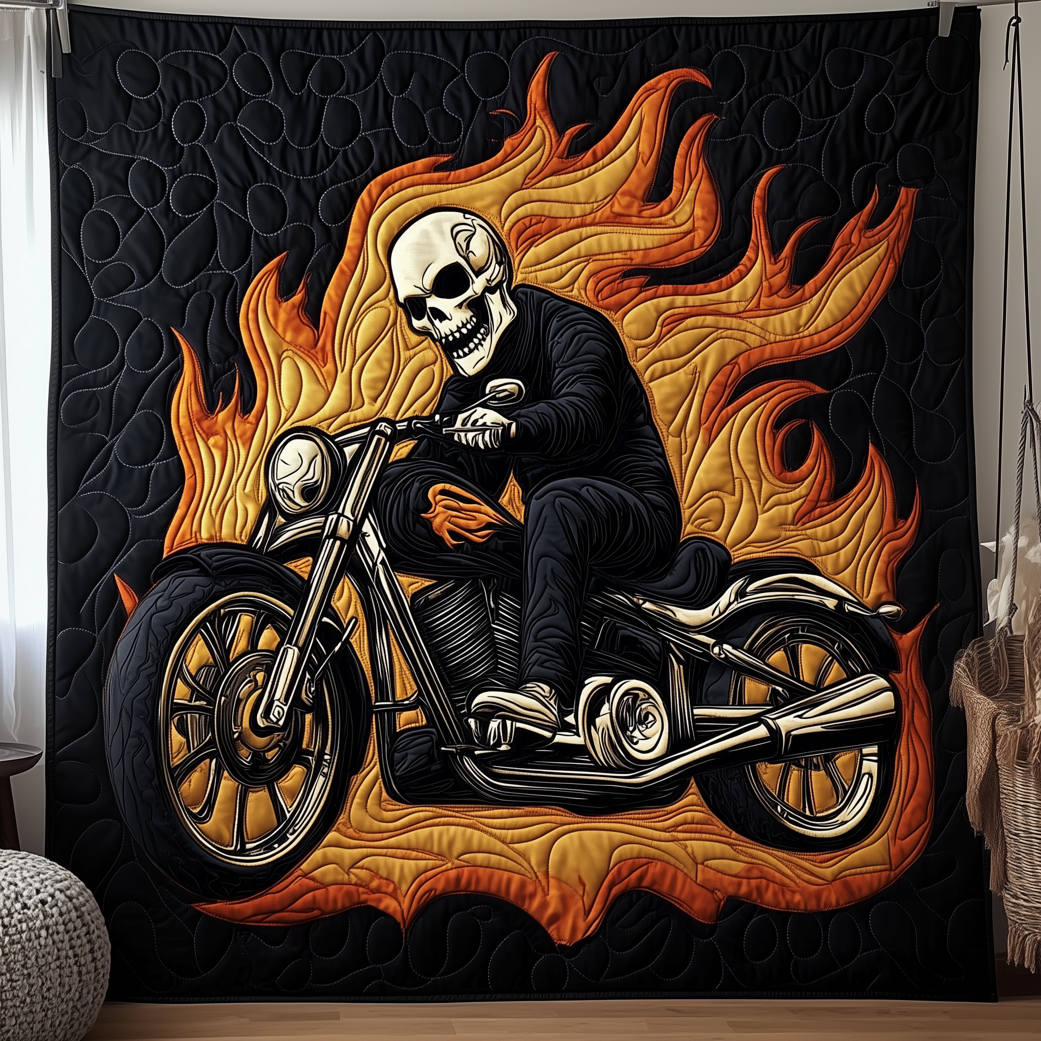 Skull Rider Quilted Blanket Unique Blankets And Throws Gifts With Skulls On Them Skull Rider Quilted Blanket Unique Blankets And Throws Gifts With Skulls On Them