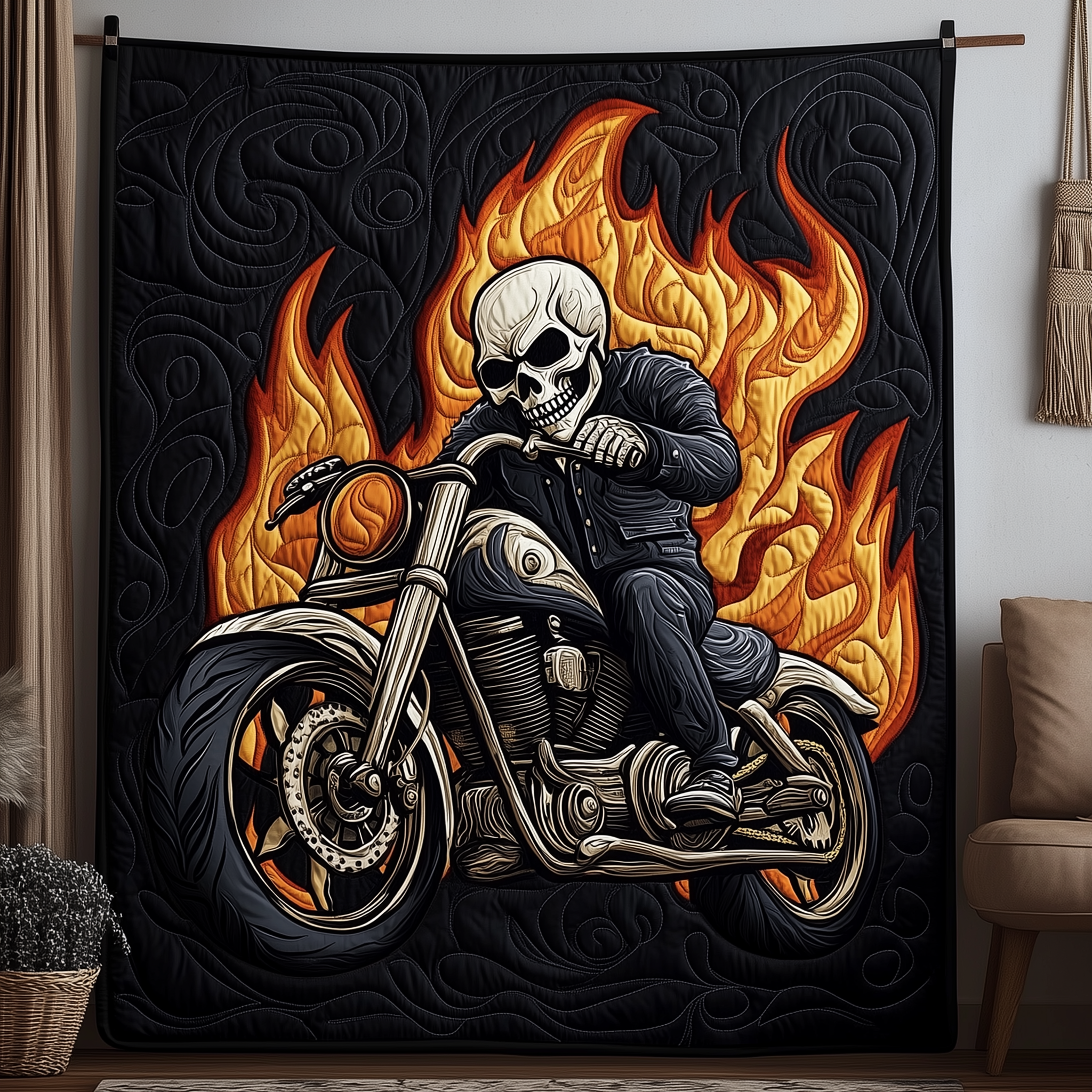 Skull Rider Quilted Blanket Unique Blankets And Throws Unique Skull Gifts For Him Skull Rider Quilted Blanket Unique Blankets And Throws Unique Skull Gifts For Him