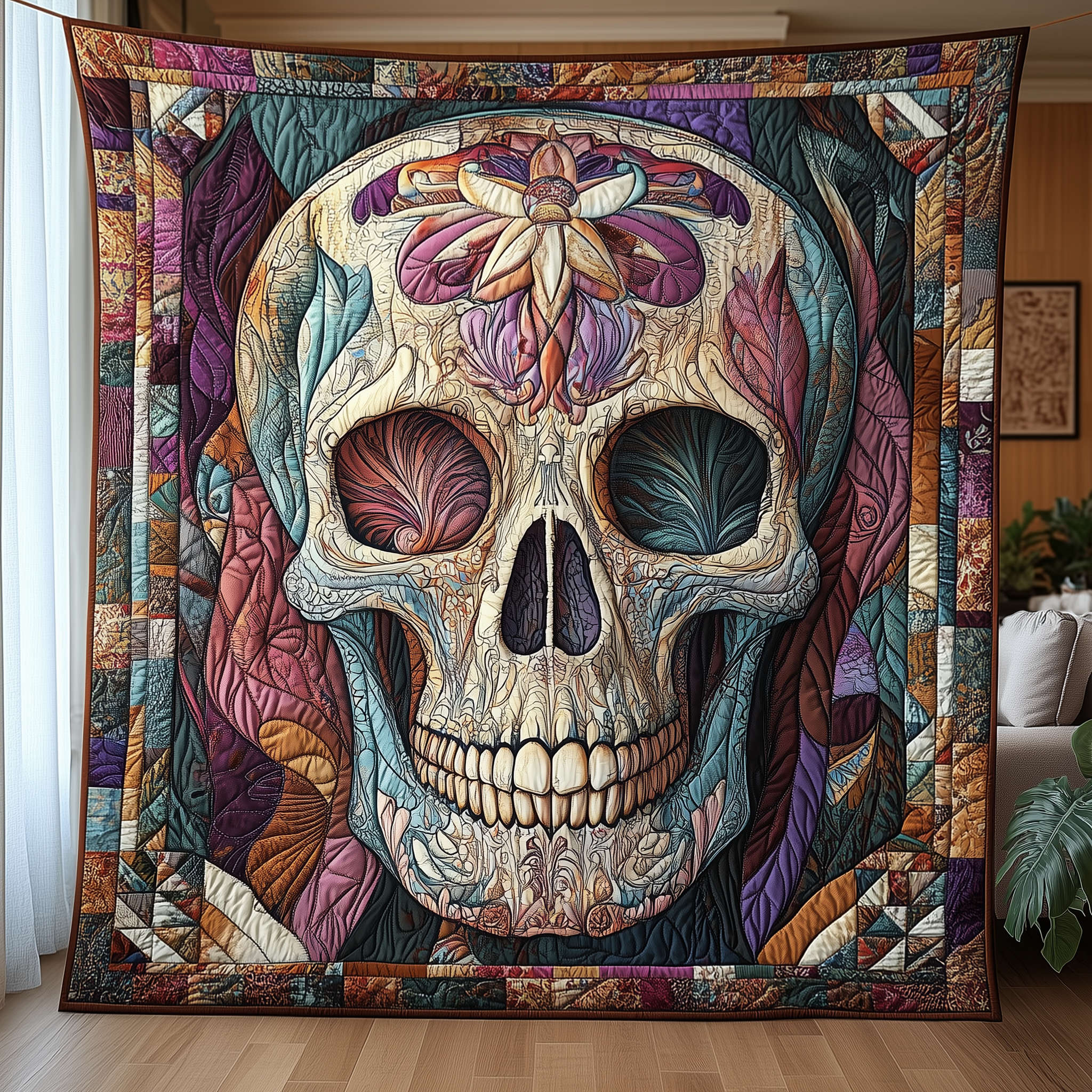 Skull Serenade Quilted Blanket Throw Blankets For Couch Skull Gifts For Her Skull Serenade Quilted Blanket Throw Blankets For Couch Skull Gifts For Her