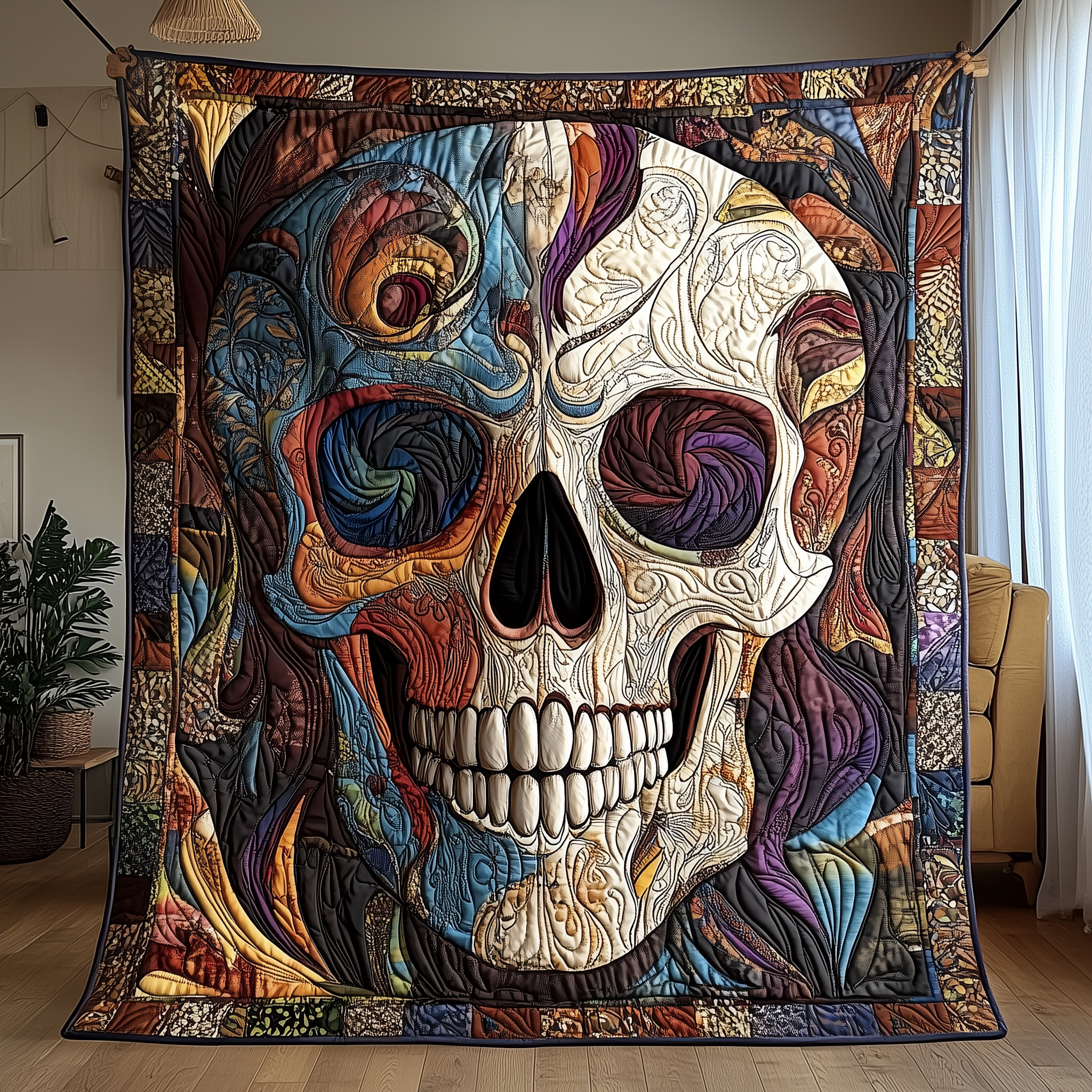Skull Serenade Quilted Blanket Throw Blankets For Couch Skull Gifts For Him Skull Serenade Quilted Blanket Throw Blankets For Couch Skull Gifts For Him