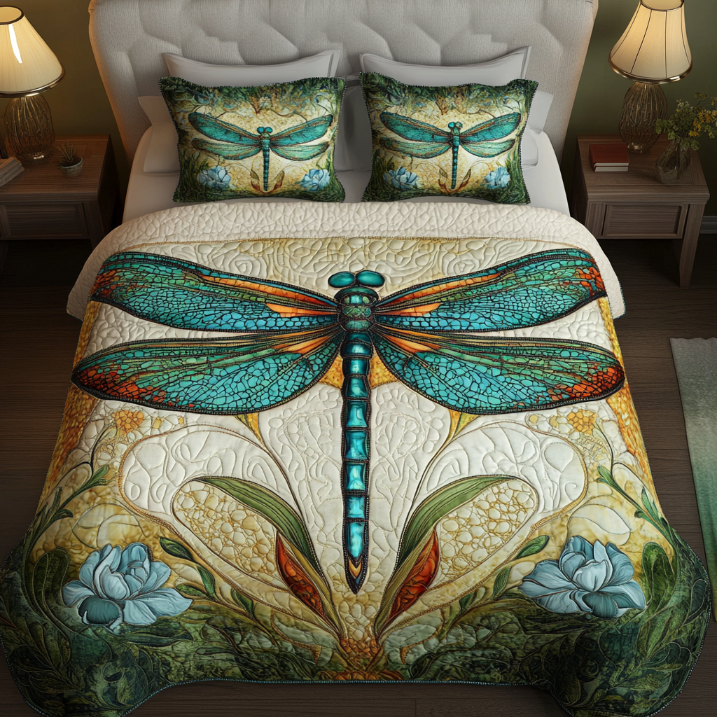 Sky Dancer Quilted Bedding Set Dragonfly Themed Gifts Sky Dancer Quilted Bedding Set Dragonfly Themed Gifts