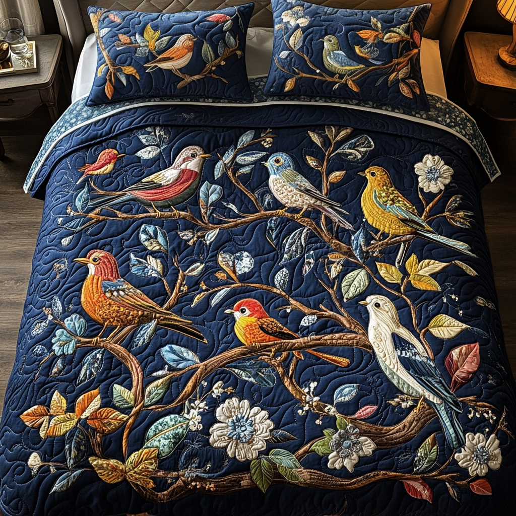 Skyward Melodies Quilted Bedding Set Best Bird Watching Gifts Skyward Melodies Quilted Bedding Set Best Bird Watching Gifts