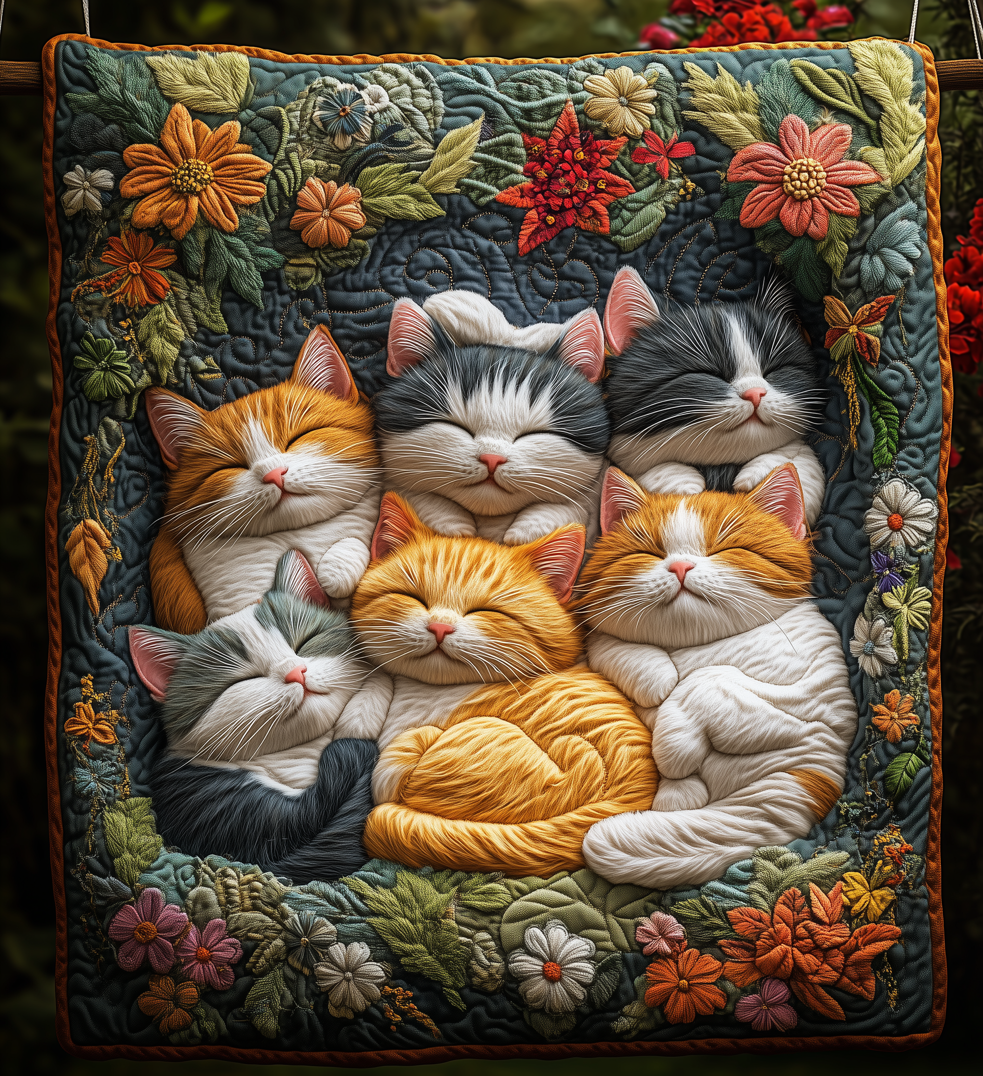 Sleeping Cats Royal Blooms And Leaves Quilted Blanket Feel Ready for Adventure with a Blanket That Travels Well Sleeping Cats Royal Blooms And Leaves Quilted Blanket Feel Ready for Adventure with a Blanket That Travels Well