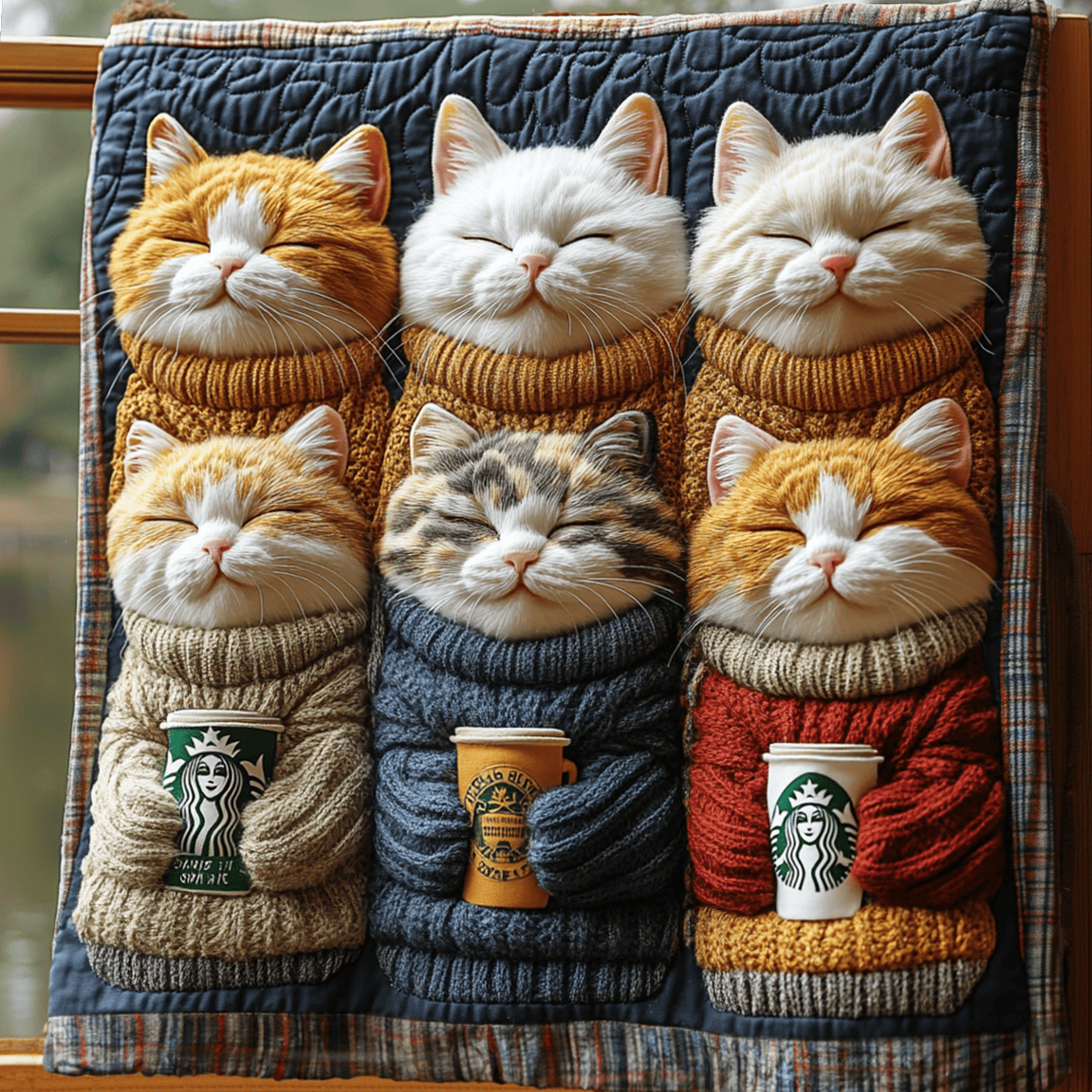 Sleeping Cats Royal Drinking Coffee Quilted Blanket From Sofa to Bed, a Blanket That Does It All Sleeping Cats Royal Drinking Coffee Quilted Blanket From Sofa to Bed, a Blanket That Does It All