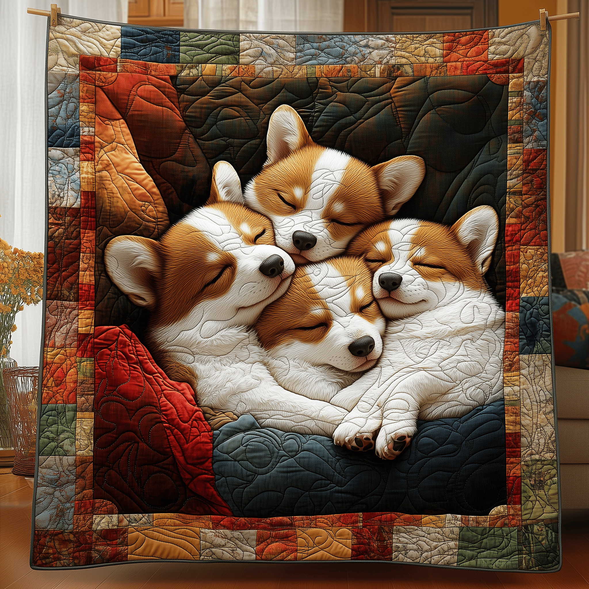 Sleeping Corgi Quilted Blanket Feel Inspired by a Blanket That's Anything But Ordinary Sleeping Corgi Quilted Blanket Feel Inspired by a Blanket That's Anything But Ordinary