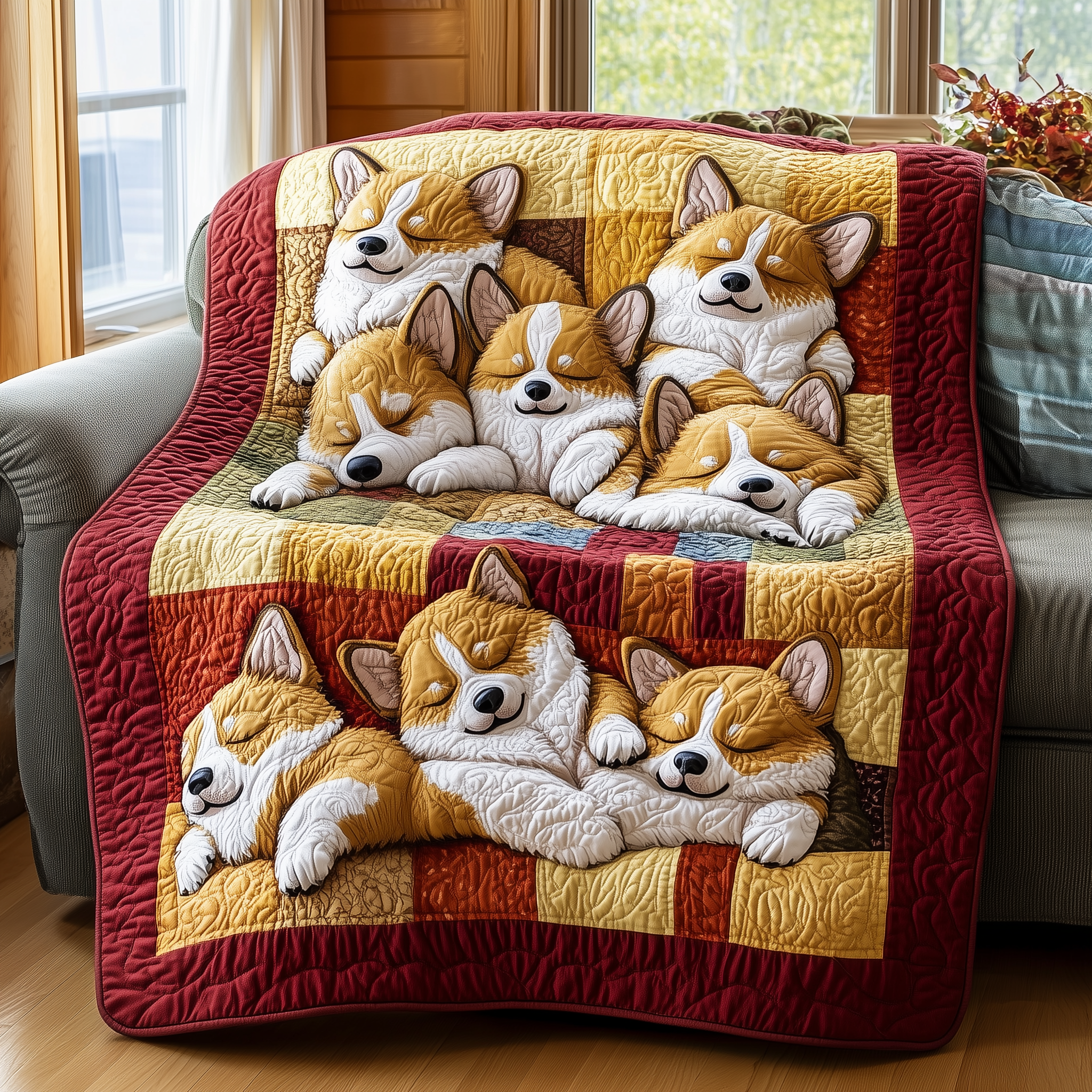 Sleeping Corgi Quilted Blanket Nice Throw Blankets Best Presents For Dog Owners Sleeping Corgi Quilted Blanket Nice Throw Blankets Best Presents For Dog Owners