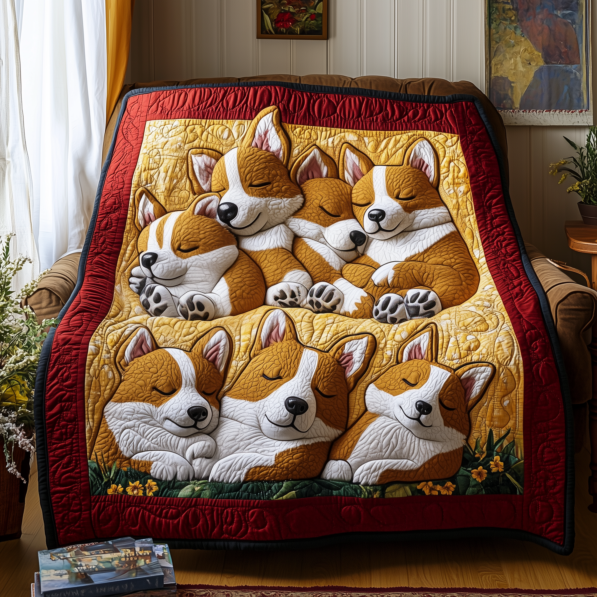 Sleeping Corgi Quilted Blanket Nice Throw Blankets Good Gifts For Dog Lovers Sleeping Corgi Quilted Blanket Nice Throw Blankets Good Gifts For Dog Lovers