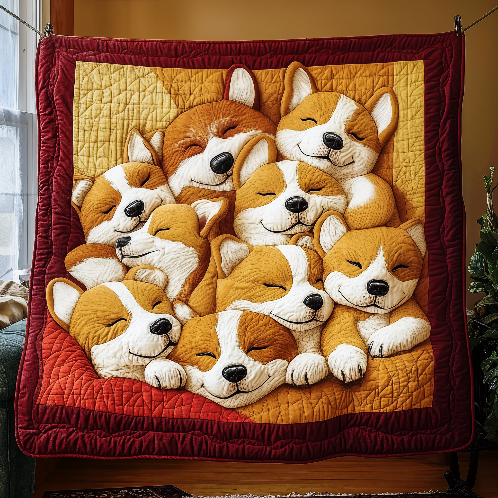 Sleeping Corgi Quilted Blanket Nice Throw Blankets Great Gifts For Dog Lovers Sleeping Corgi Quilted Blanket Nice Throw Blankets Great Gifts For Dog Lovers
