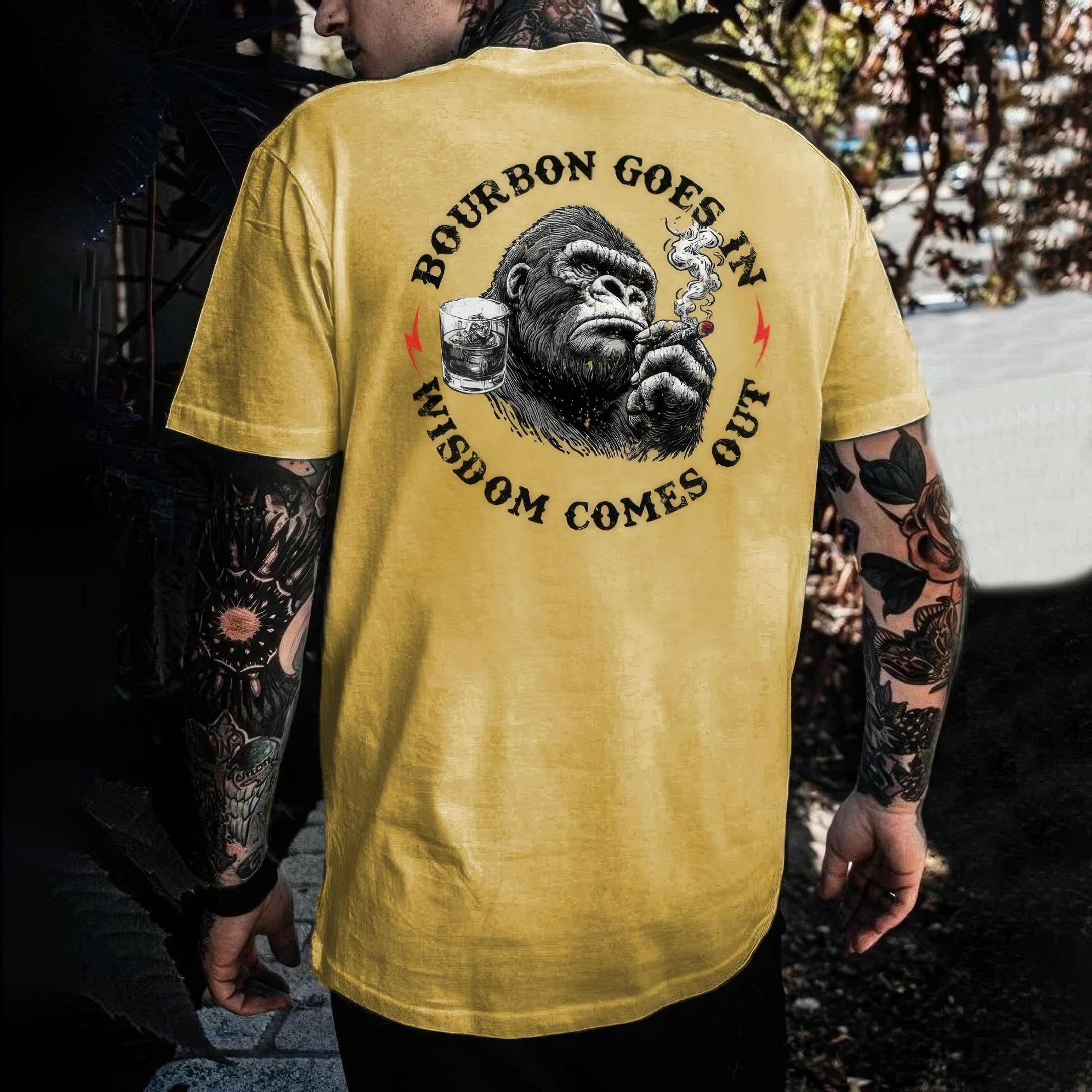 Smoking Monkey Bourbon Goes In Wisdom Comes Out T-Shirt Dad Fathers Day Gifts Smoking Monkey Bourbon Goes In Wisdom Comes Out T-Shirt Dad Fathers Day Gifts