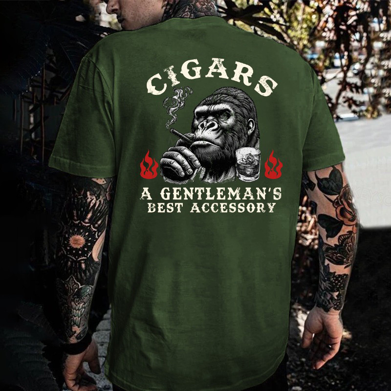 Smoking Monkey Cigars A Gentleman'S Best Accessory T-Shirt Unique Gifts For Dad Smoking Monkey Cigars A Gentleman'S Best Accessory T-Shirt Unique Gifts For Dad