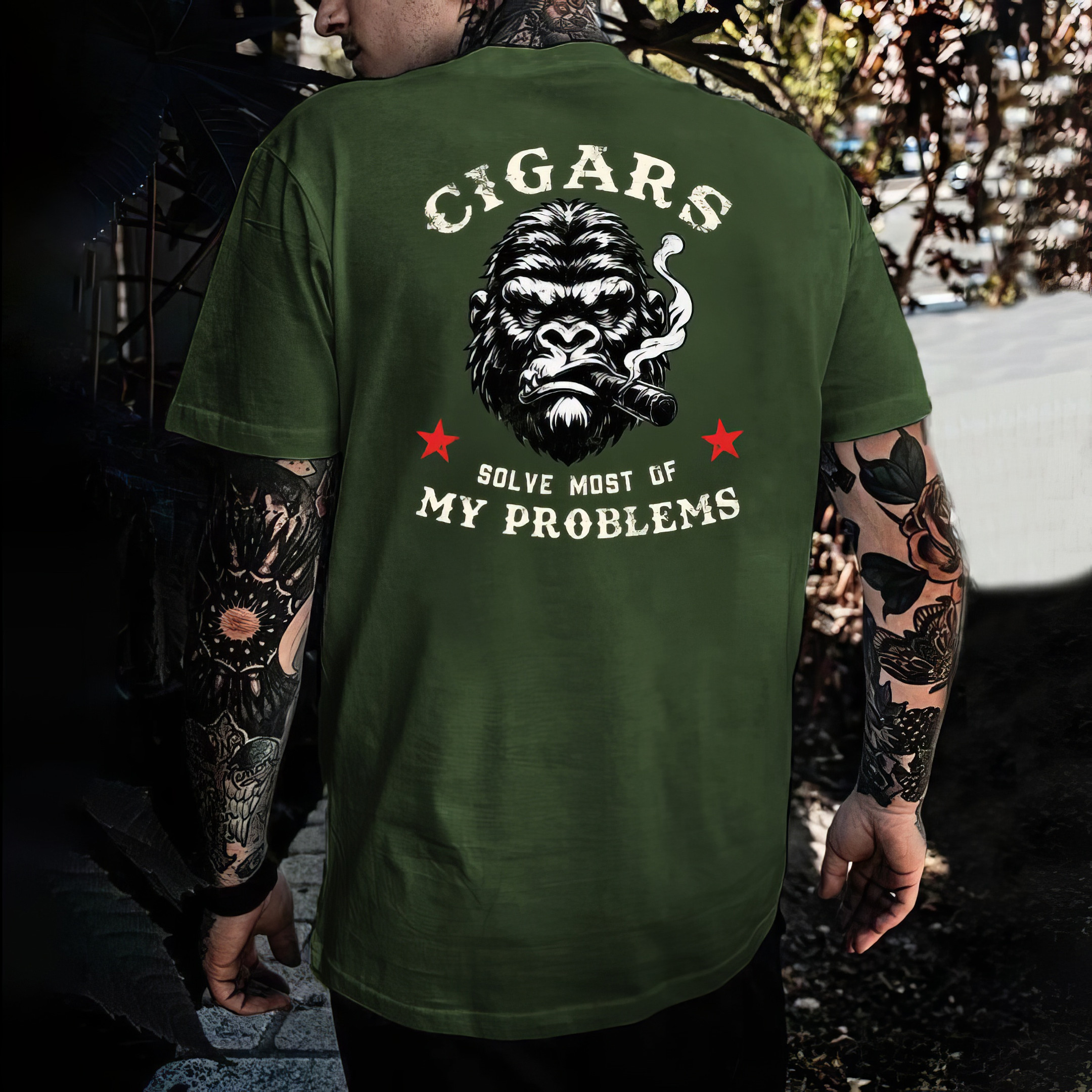 Smoking Monkey Cigars Solve Most Of My Problems T-Shirt Dad Birthday Gifts Smoking Monkey Cigars Solve Most Of My Problems T-Shirt Dad Birthday Gifts