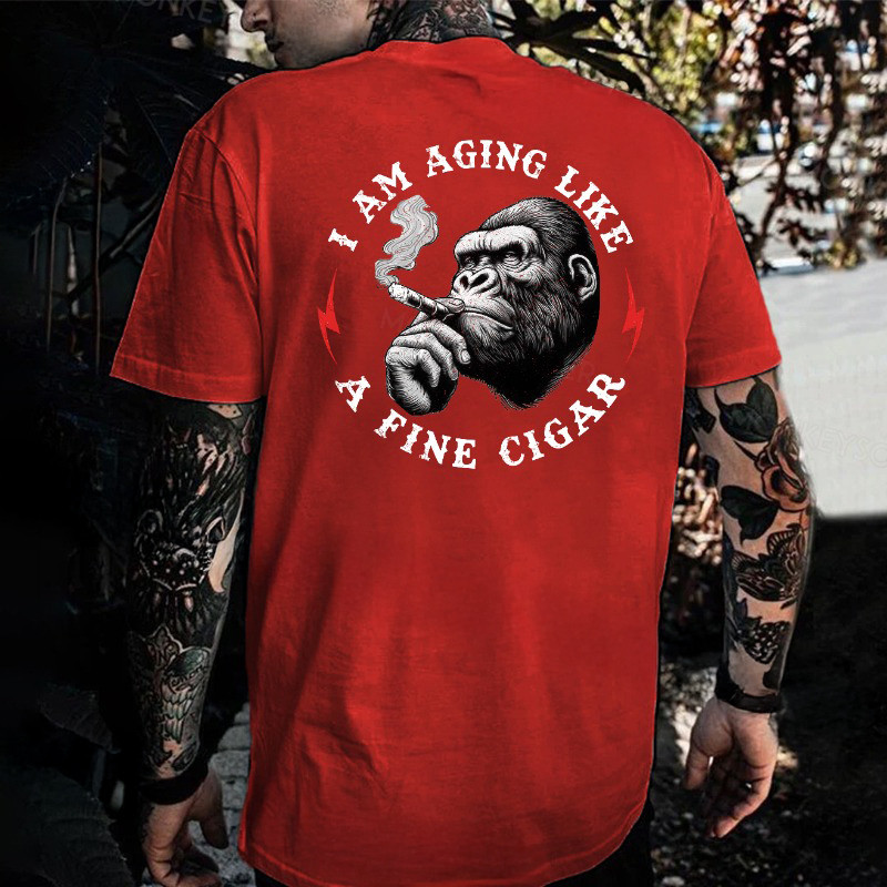 Smoking Monkey I Am Aging Like A Fine Cigar T-Shirt 50Th Birthday Gifts For Men Smoking Monkey I Am Aging Like A Fine Cigar T-Shirt 50Th Birthday Gifts For Men