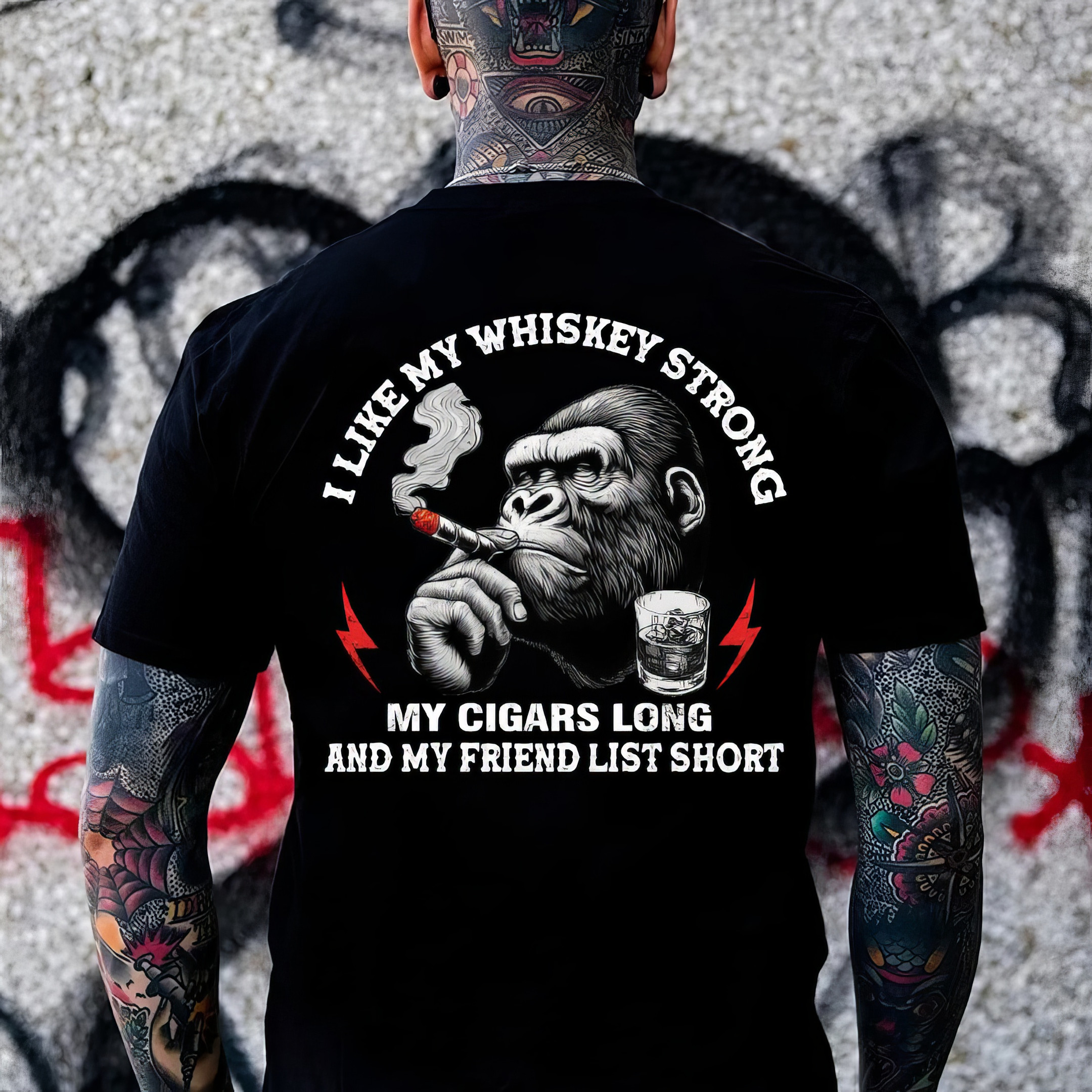 Smoking Monkey I Like My Whiskey Strong My Cigars Long T-Shirt Best Gifts For Dad Smoking Monkey I Like My Whiskey Strong My Cigars Long T-Shirt Best Gifts For Dad