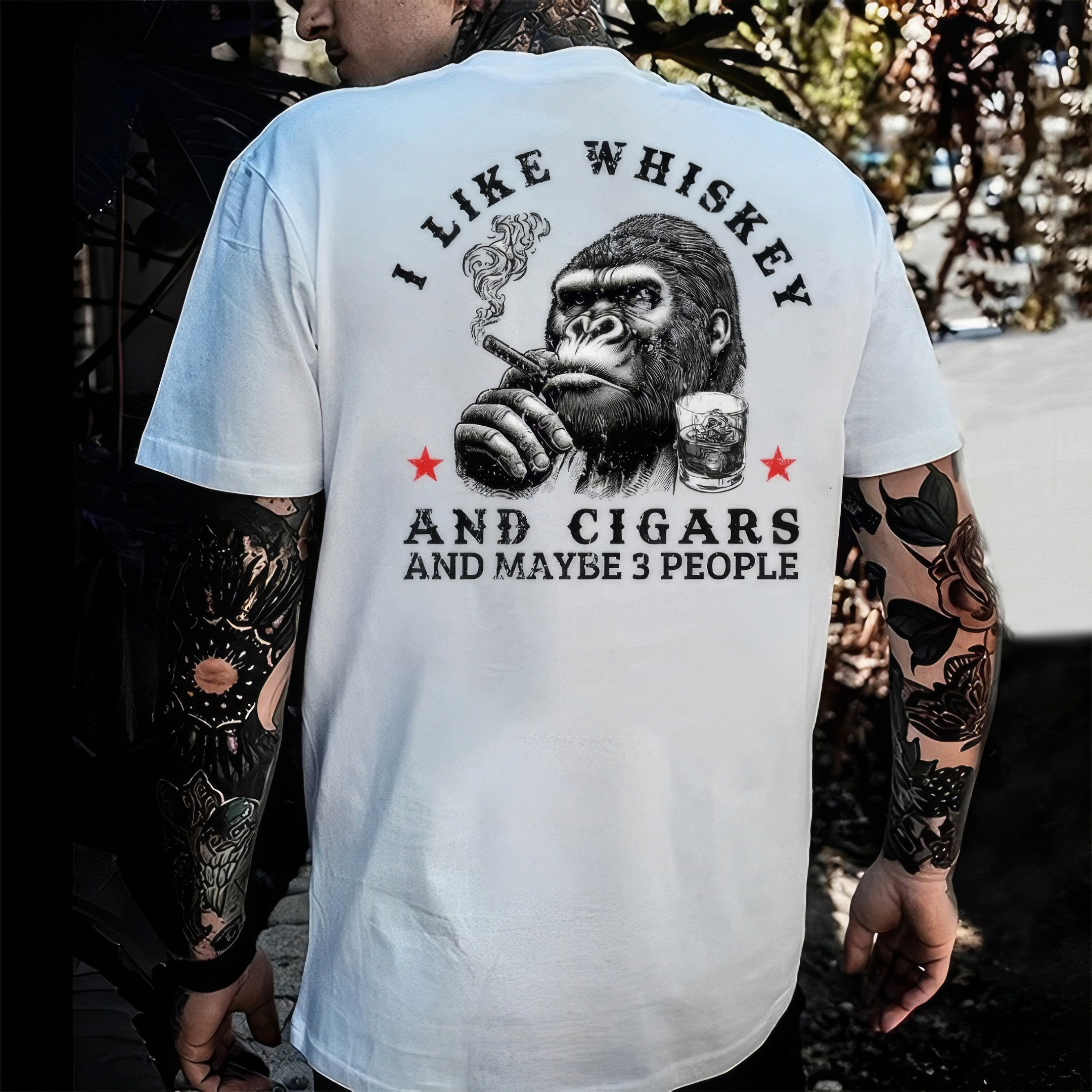 Smoking Monkey I Like Whiskey And Cigars And Maybe 3 People T-Shirt Cool Gifts For Dad Smoking Monkey I Like Whiskey And Cigars And Maybe 3 People T-Shirt Cool Gifts For Dad
