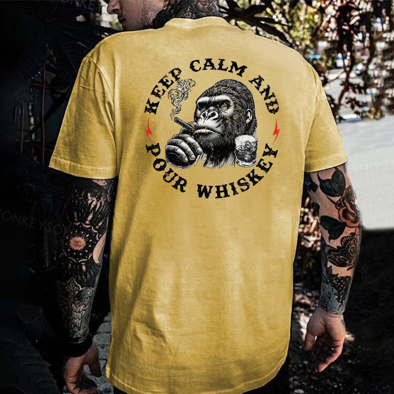 Smoking Monkey Keep Calm And Pour Whiskey T-Shirt Cool Fathers Day Gifts Smoking Monkey Keep Calm And Pour Whiskey T-Shirt Cool Fathers Day Gifts