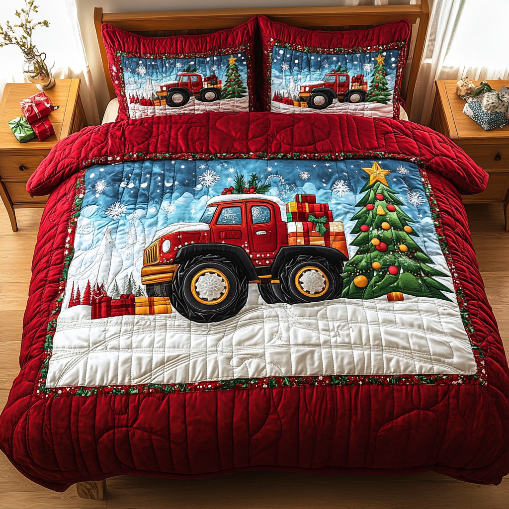 Snow Drift Hauler Quilted Bedding Set Father Daughter Gifts Snow Drift Hauler Quilted Bedding Set Father Daughter Gifts