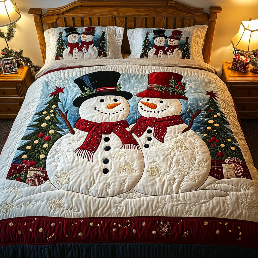 Snow Magic Quilted Bedding Set Best Christmas Gifts For Mom Snow Magic Quilted Bedding Set Best Christmas Gifts For Mom