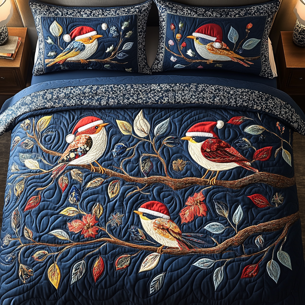 Snowbird Serenade Quilted Bedding Set Presents For Bird Watchers Snowbird Serenade Quilted Bedding Set Presents For Bird Watchers