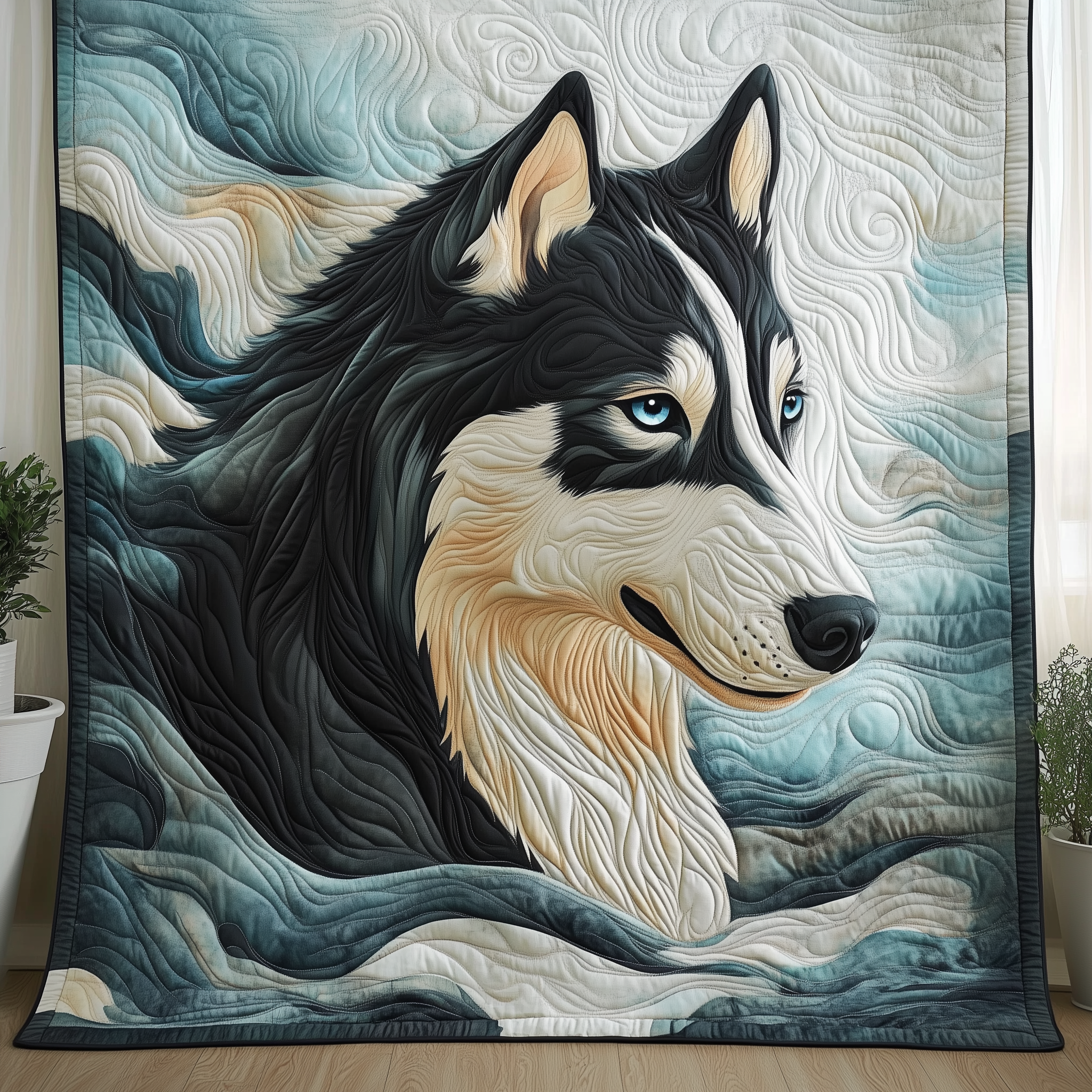 Snowbound Husky Quilted Blanket Nice Throw Blankets Gift For Daughter Snowbound Husky Quilted Blanket Nice Throw Blankets Gift For Daughter